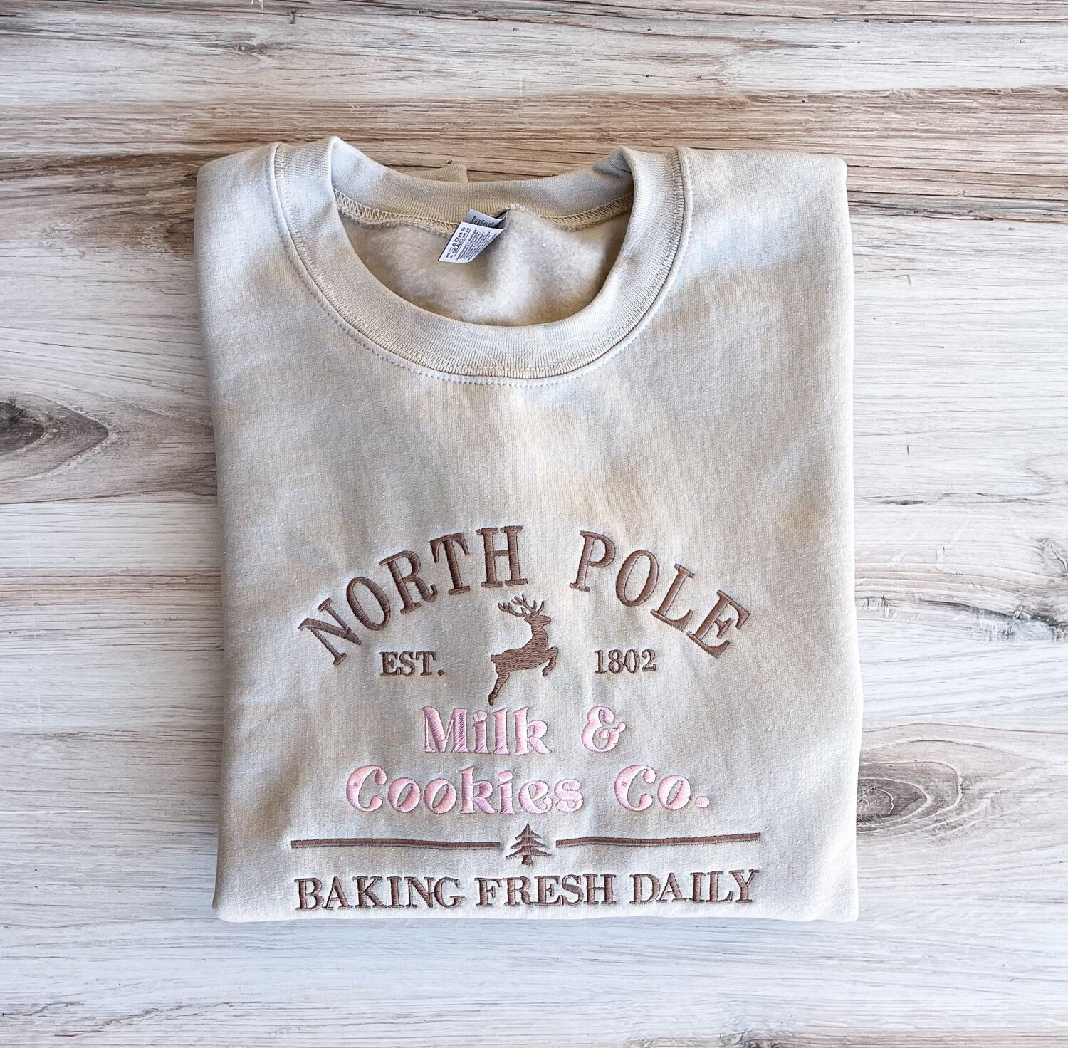 North Pole Cookie Co Embroidered Christmas Sweatshirt Custom Winter Holiday Crewneck image 4