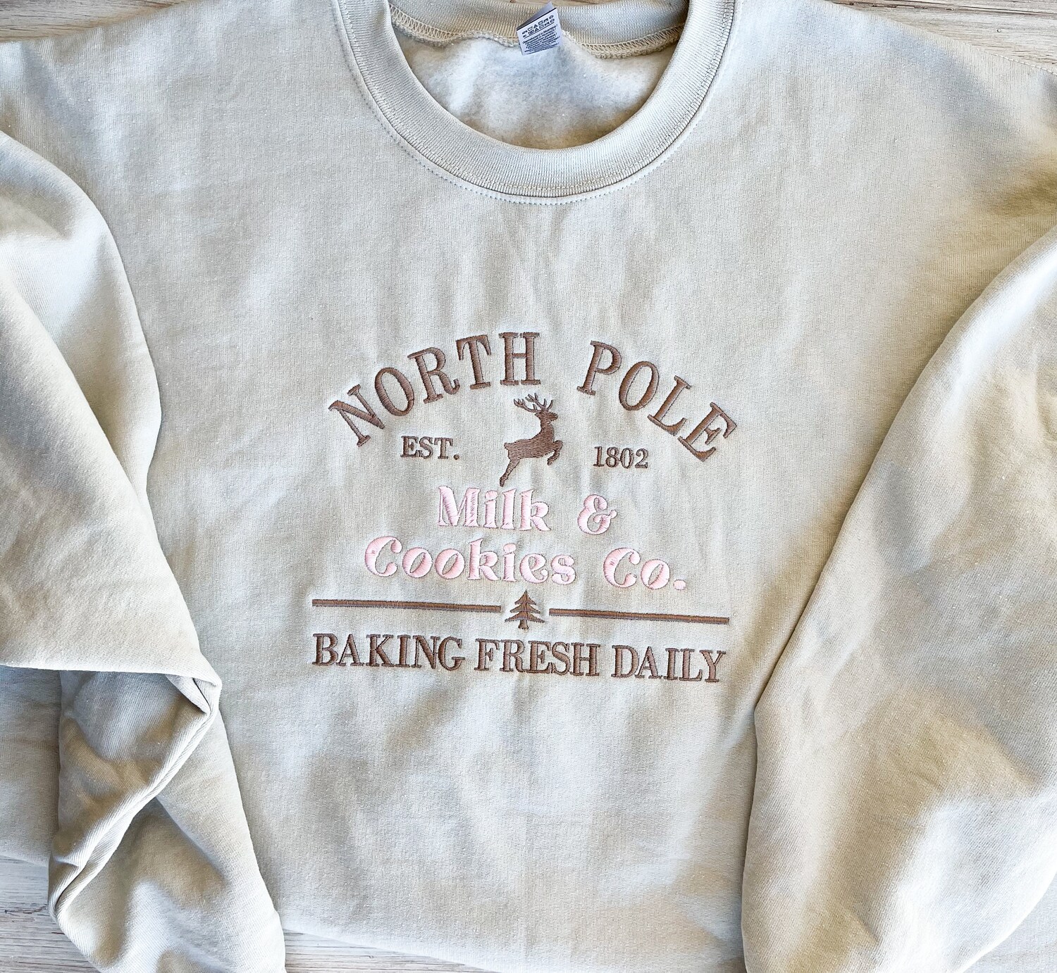 North Pole Cookie Co Embroidered Christmas Sweatshirt Custom Winter Holiday Crewneck image 3