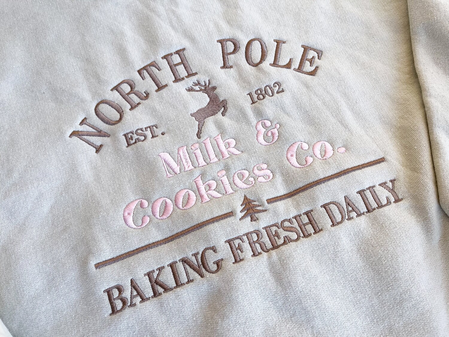 North Pole Cookie Co Embroidered Christmas Sweatshirt Custom Winter Holiday Crewneck image 1