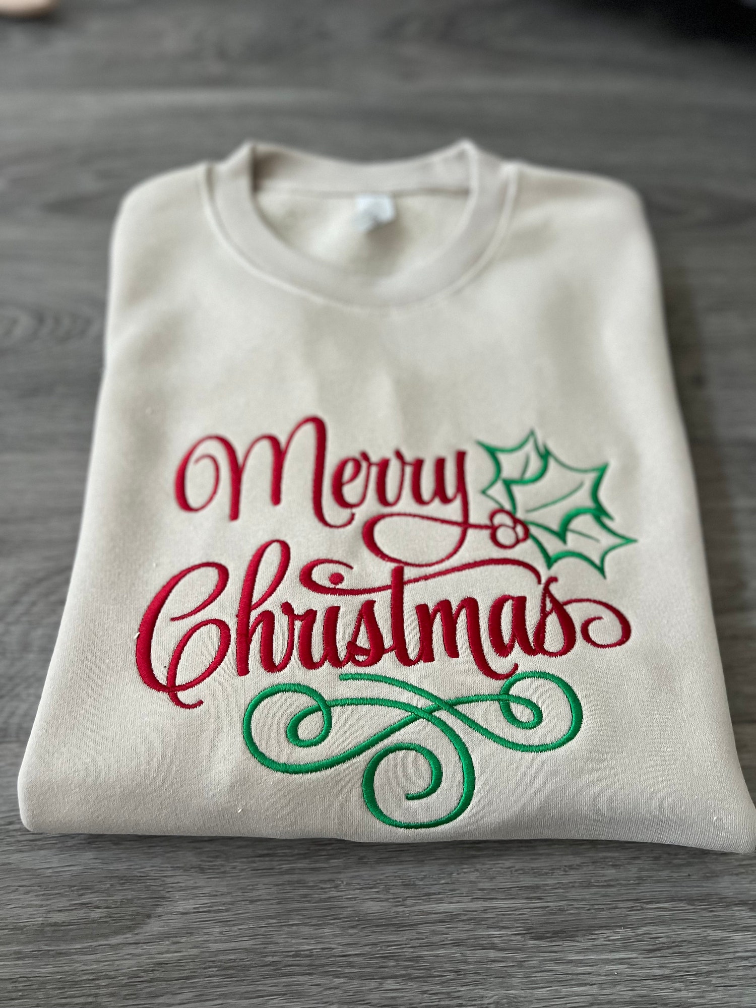Embroidered Merry Christmas Sweatshirt Xmas Gift Hoodie Holiday Embroidered Sweater image 1