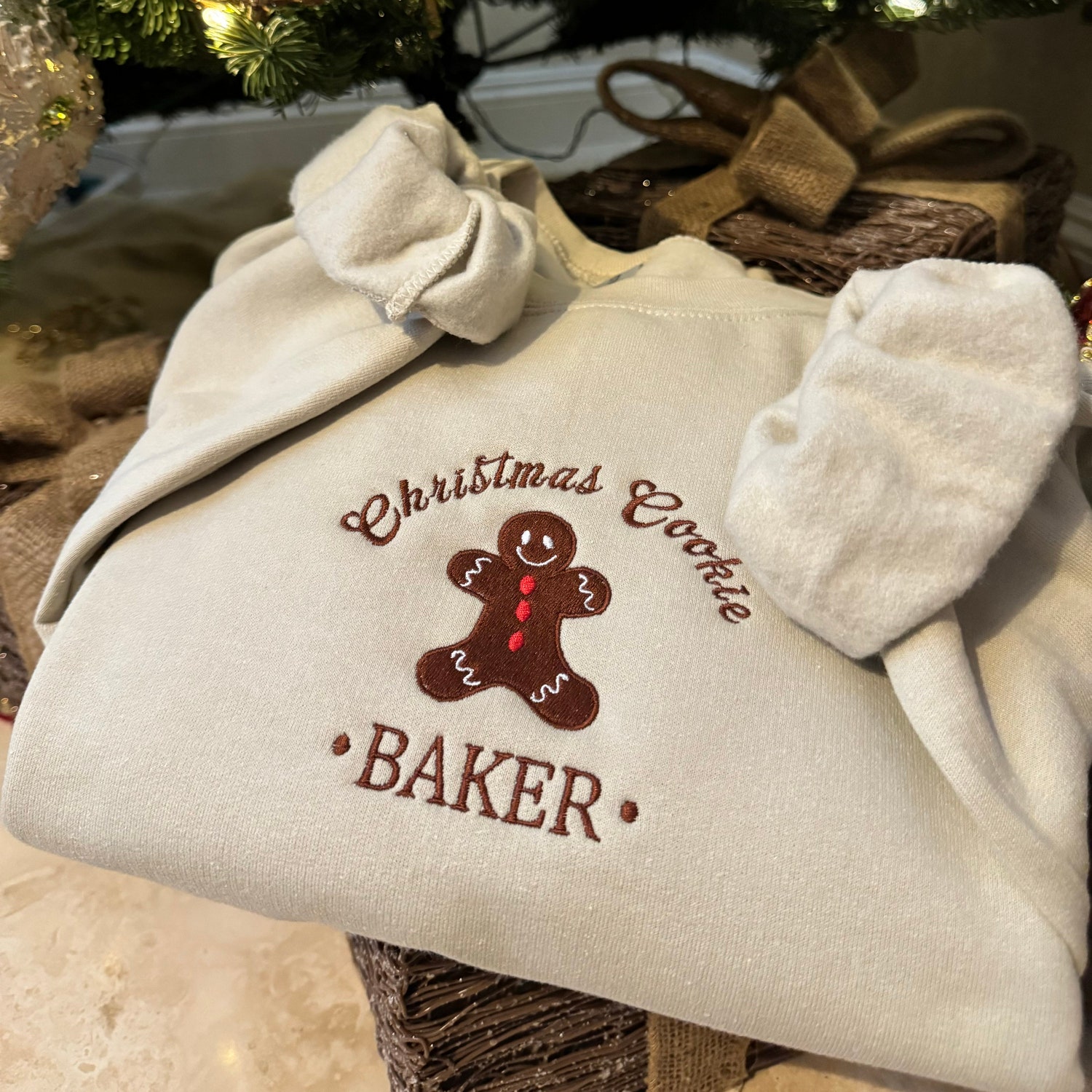 Christmas Couples Embroidered Sweatshirt Cookie Tester & Baker Holiday Sweaters image 6