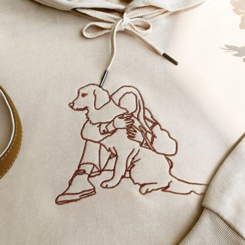 Custom Embroidered Dog Hoodie with Pet Portrait Personalized Gifts for Dog Moms image 0