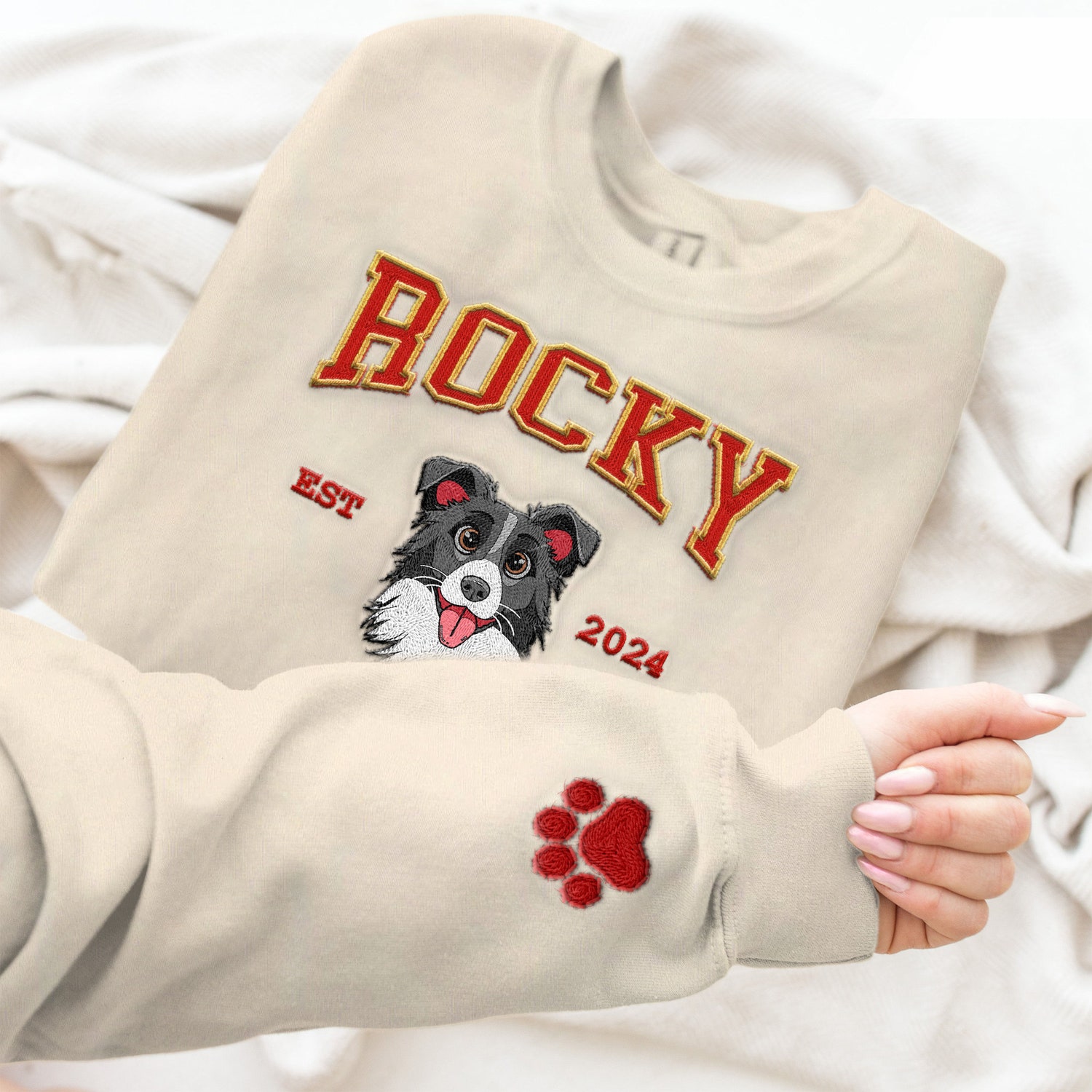 Custom Embroidered Pet Sweatshirt Personalized Dog Name Hoodie Gifts for Dog Lovers image 1