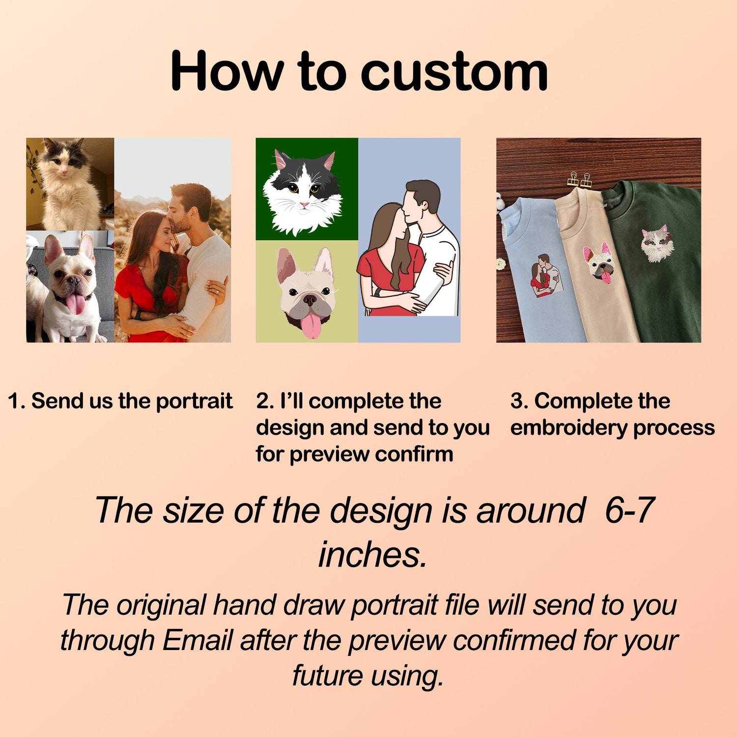 Custom Pet Portrait Sweatshirt Embroidered Dog Hoodie Unisex Crew Neck Pet Lover Gift image 4