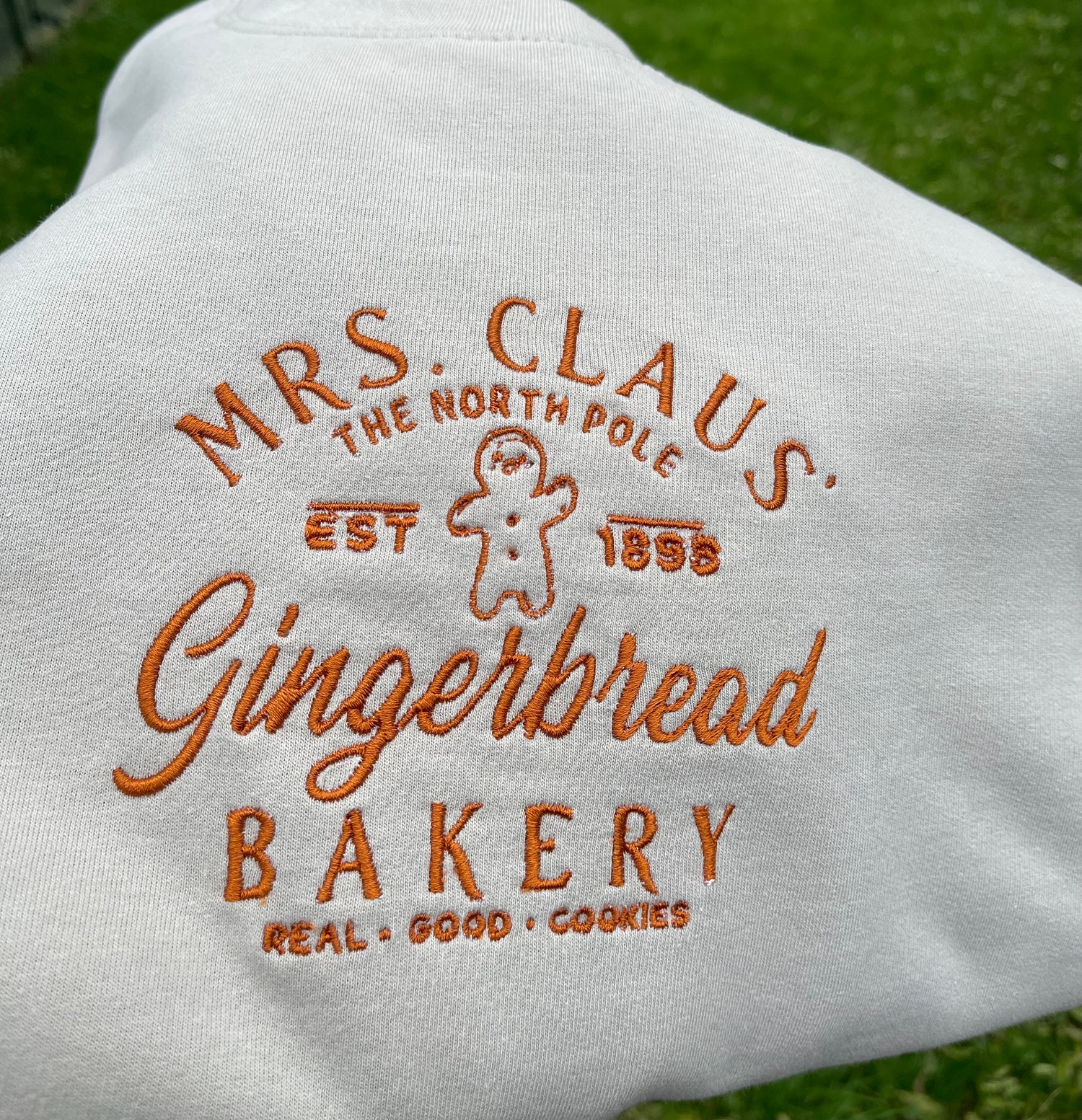 Mrs. Claus Gingerbread Embroidered Sweatshirt Funny Christmas Cookie Hoodie Holiday Crew Neck Sweater image 2