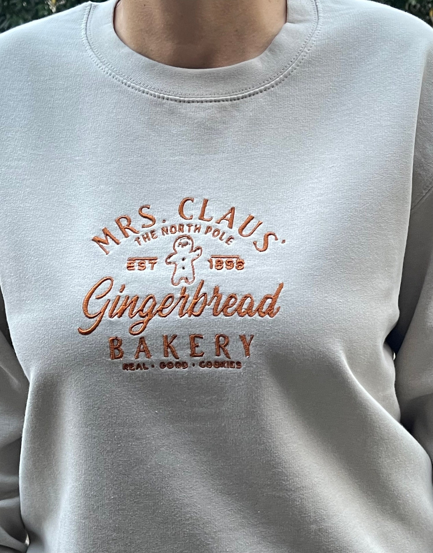 Mrs. Claus Gingerbread Embroidered Sweatshirt Funny Christmas Cookie Hoodie Holiday Crew Neck Sweater image 5