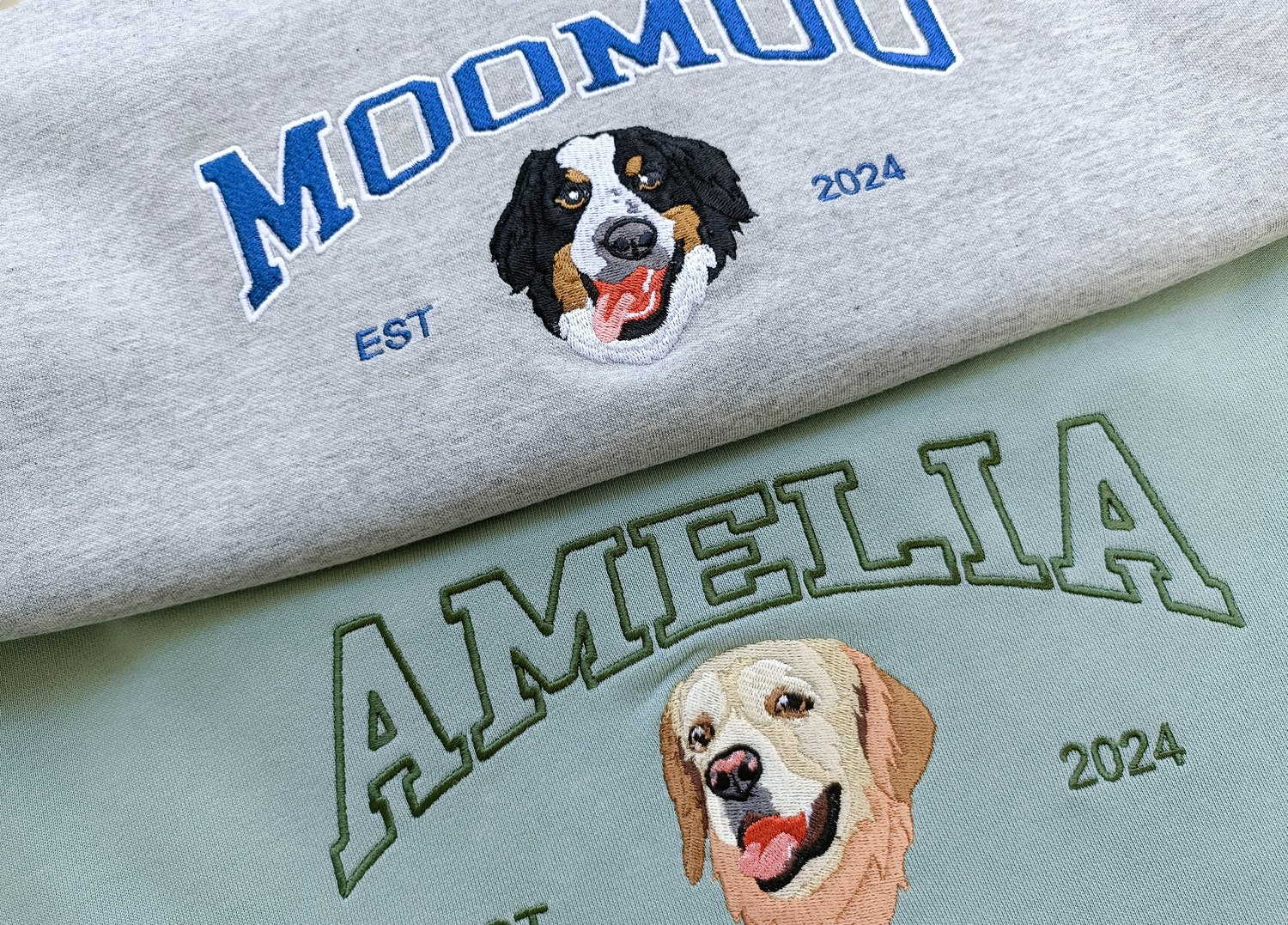 Custom Embroidered Pet Photo Sweatshirt Hoodie Personalized Pet Lover Gift Dog Owner Apparel image 1