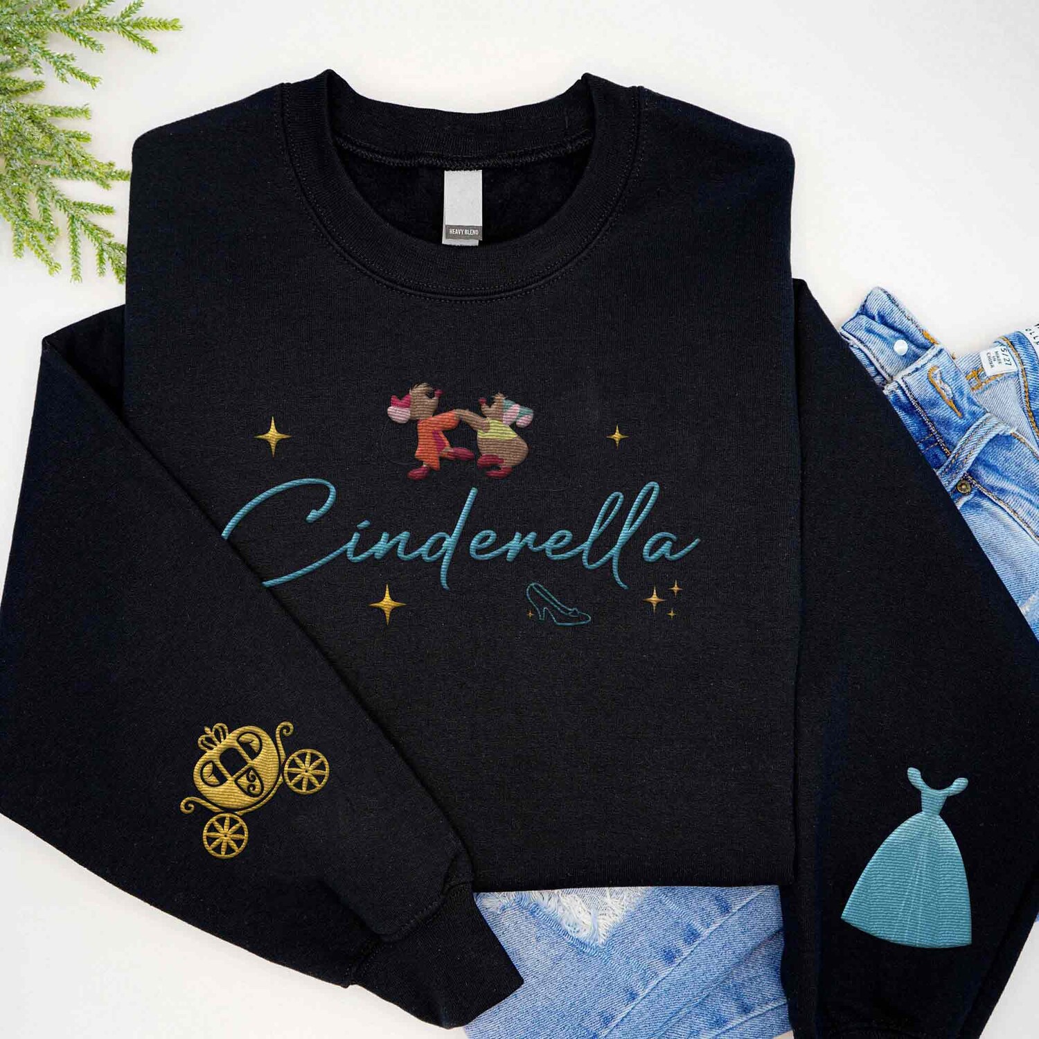 Embroidered Cinderella Shoe Jaq and Gus Sweatshirt Princess Shirt Kingdom image 1