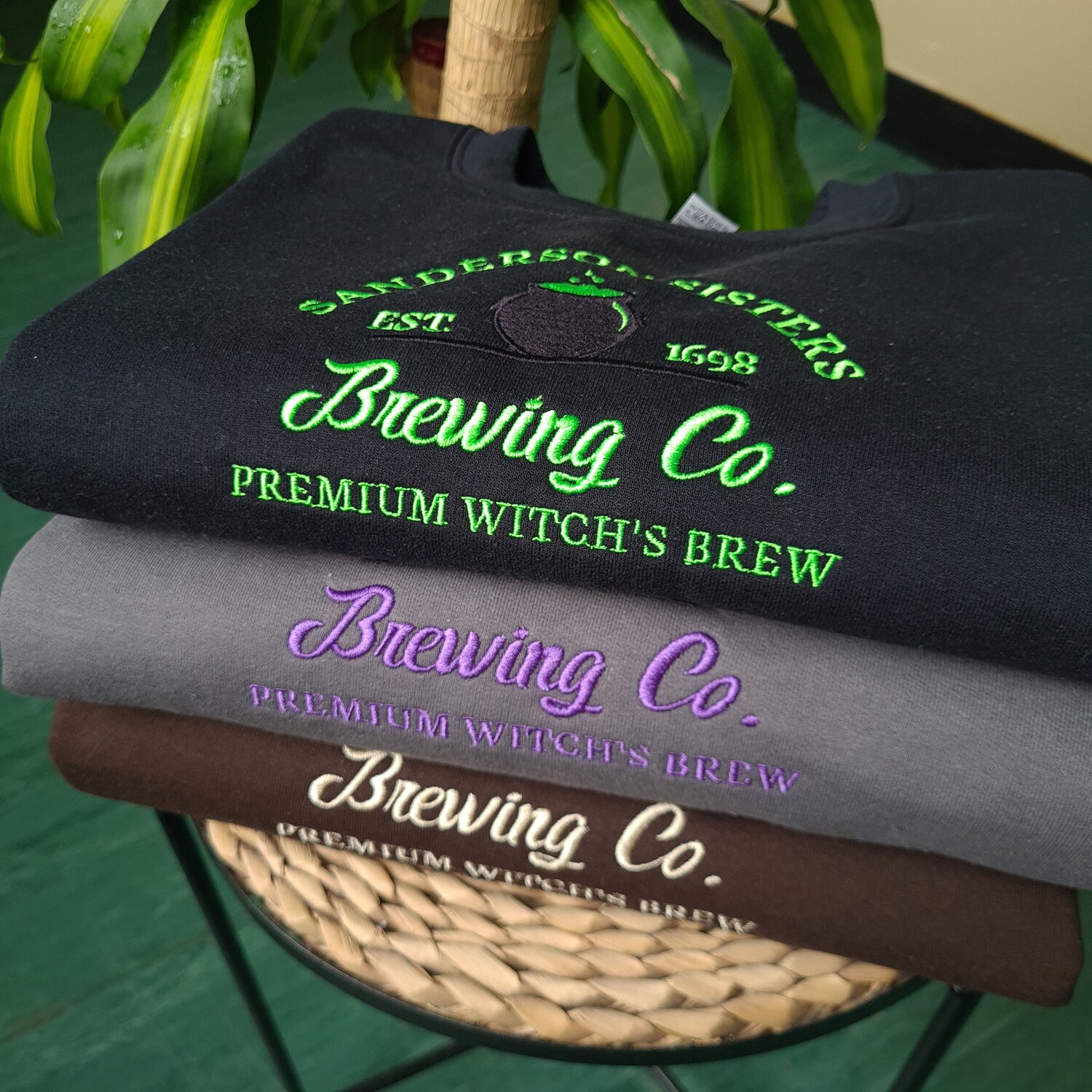 Sanderson Sisters Embroidered Halloween Sweatshirt Halloween Brewing Co Crewneck image 1