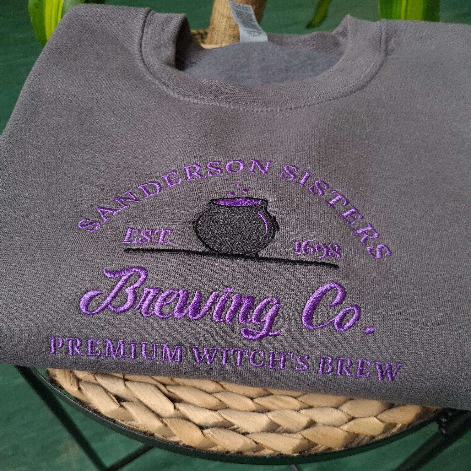 Sanderson Sisters Embroidered Halloween Sweatshirt Halloween Brewing Co Crewneck image 2