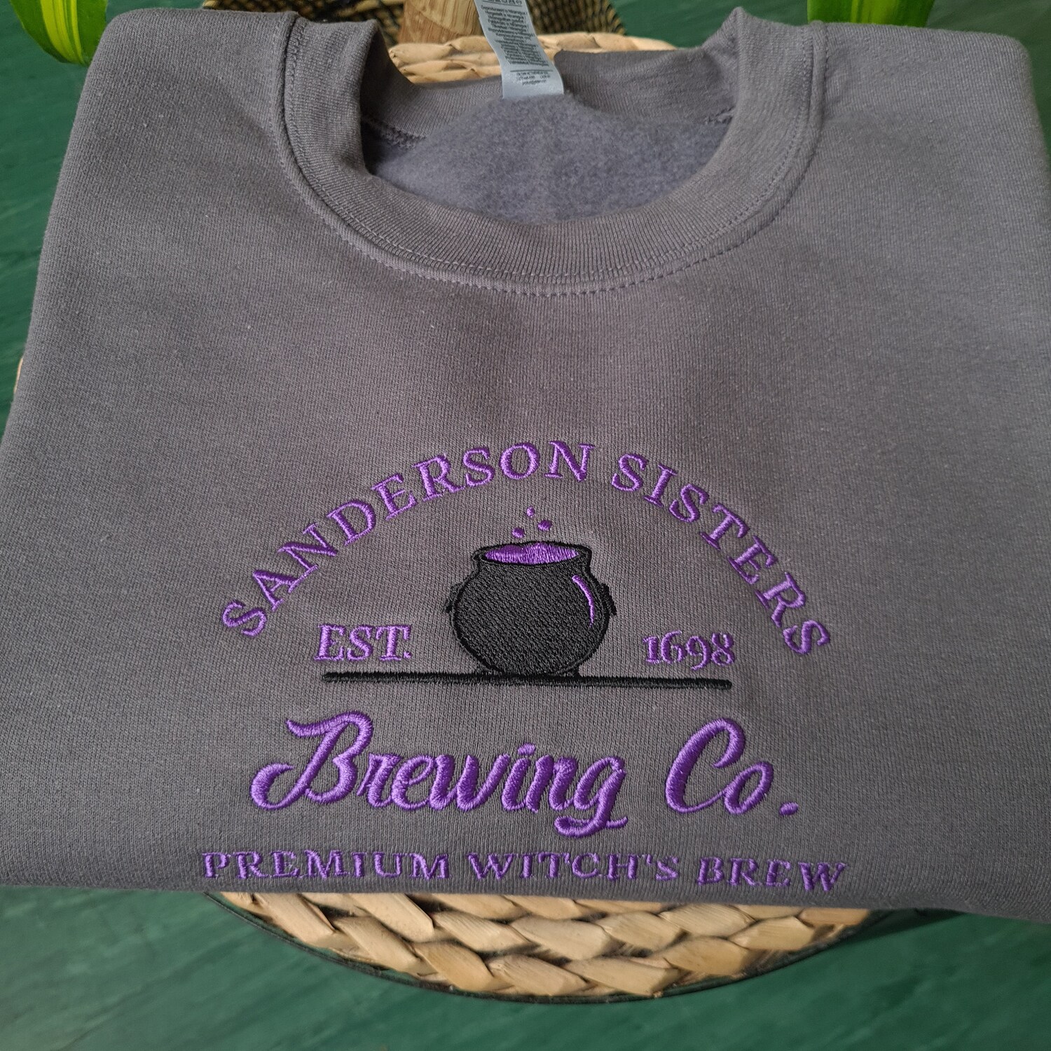 Sanderson Sisters Embroidered Halloween Sweatshirt Halloween Brewing Co Crewneck image 4