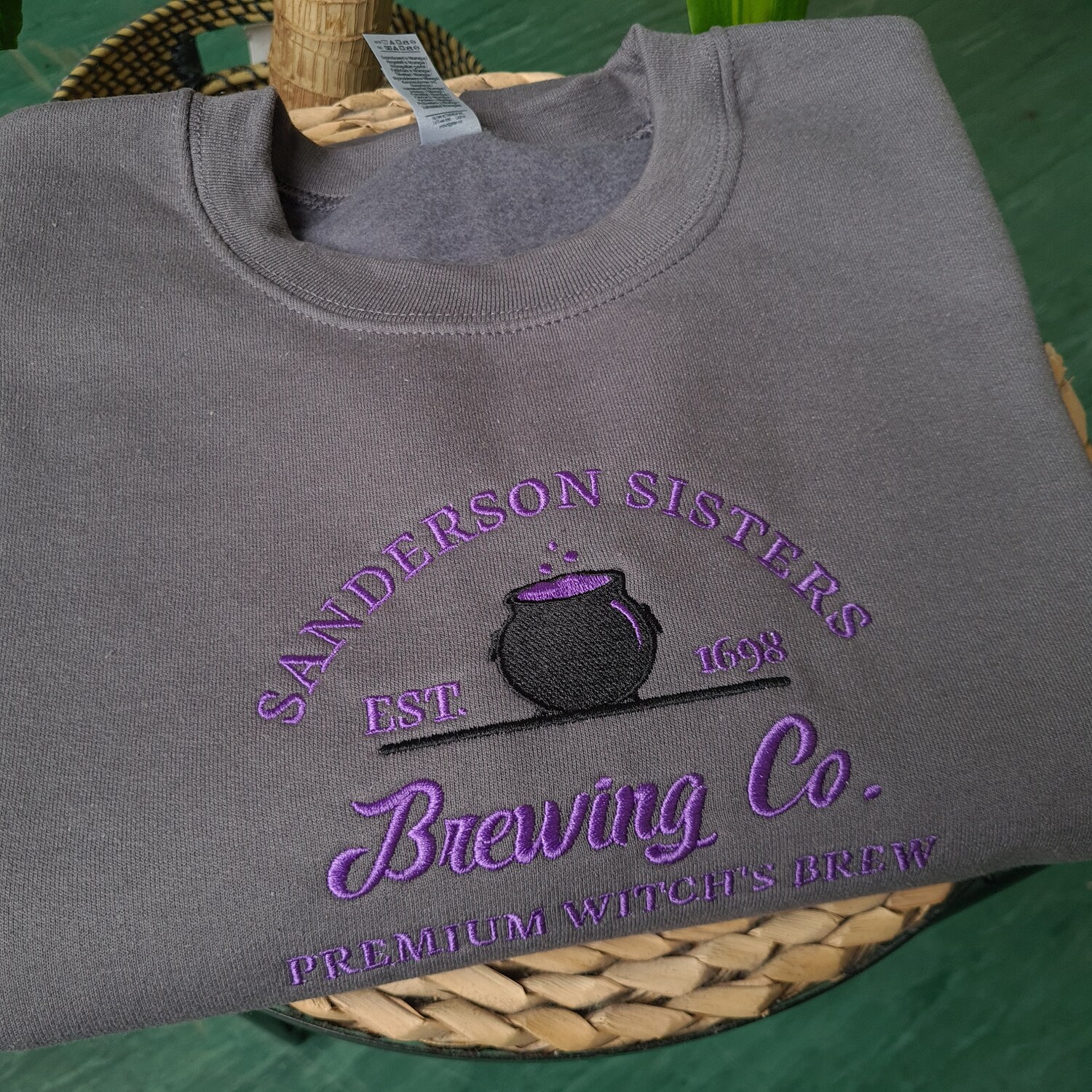 Sanderson Sisters Embroidered Halloween Sweatshirt Halloween Brewing Co Crewneck image 5