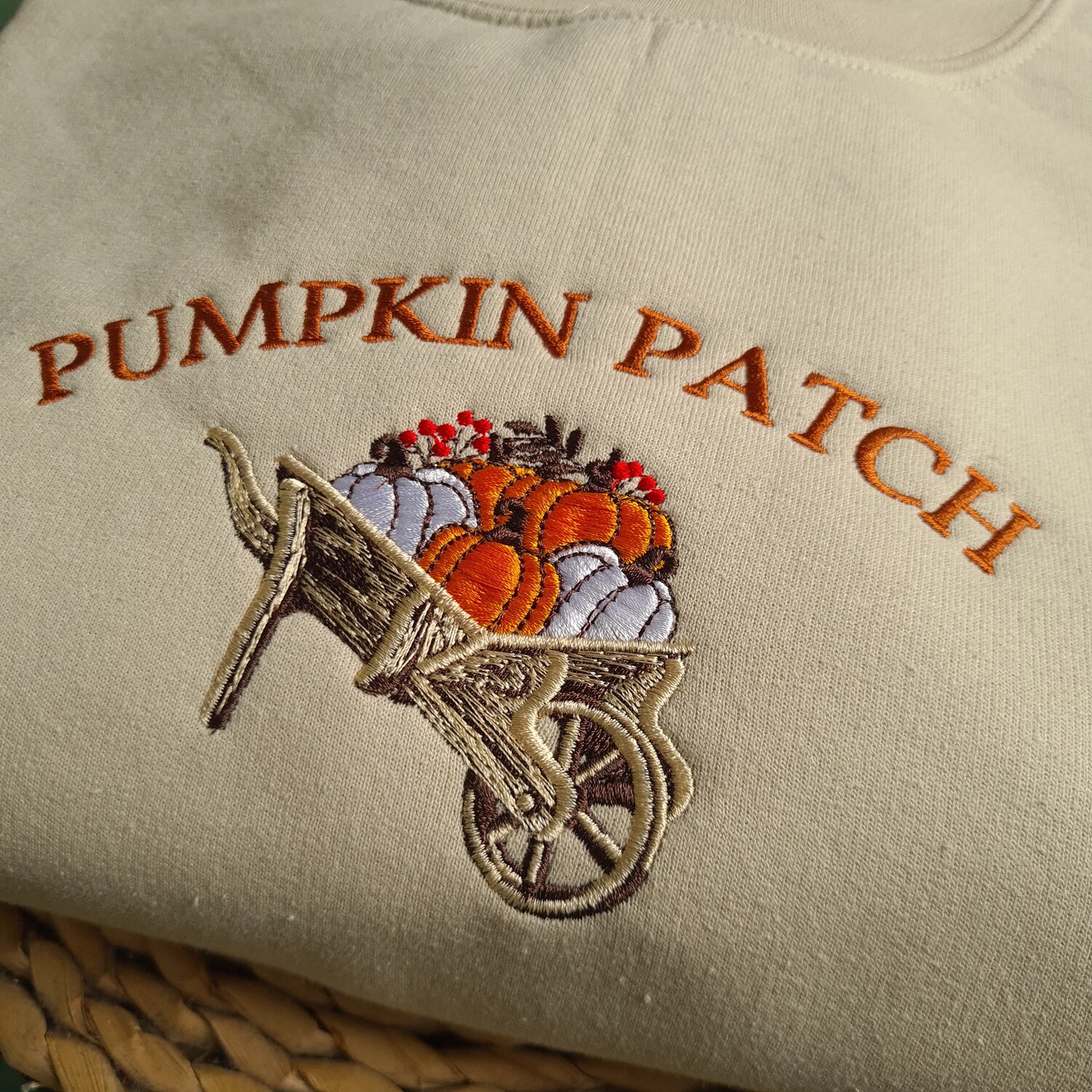 Pumpkin Patch Embroidered Crewneck Sweatshirt Vintage Halloween Unisex Gift Pumpkin Crewneck image 2