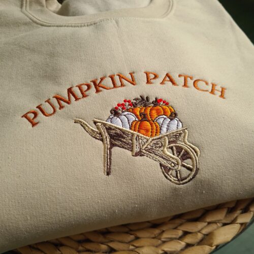 Pumpkin Patch Embroidered Crewneck Sweatshirt Vintage Halloween Unisex Gift Pumpkin Crewneck image 0