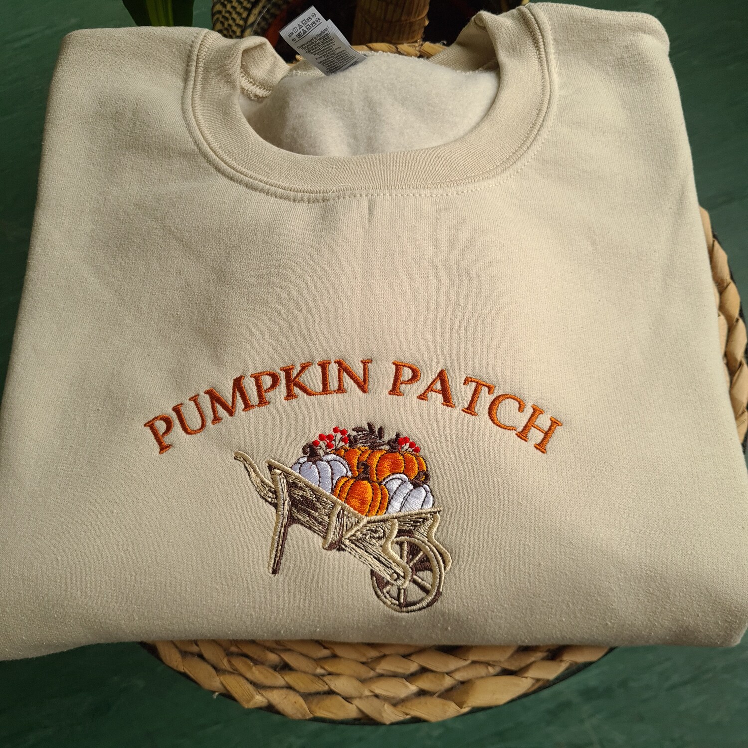 Pumpkin Patch Embroidered Crewneck Sweatshirt Vintage Halloween Unisex Gift Pumpkin Crewneck image 1