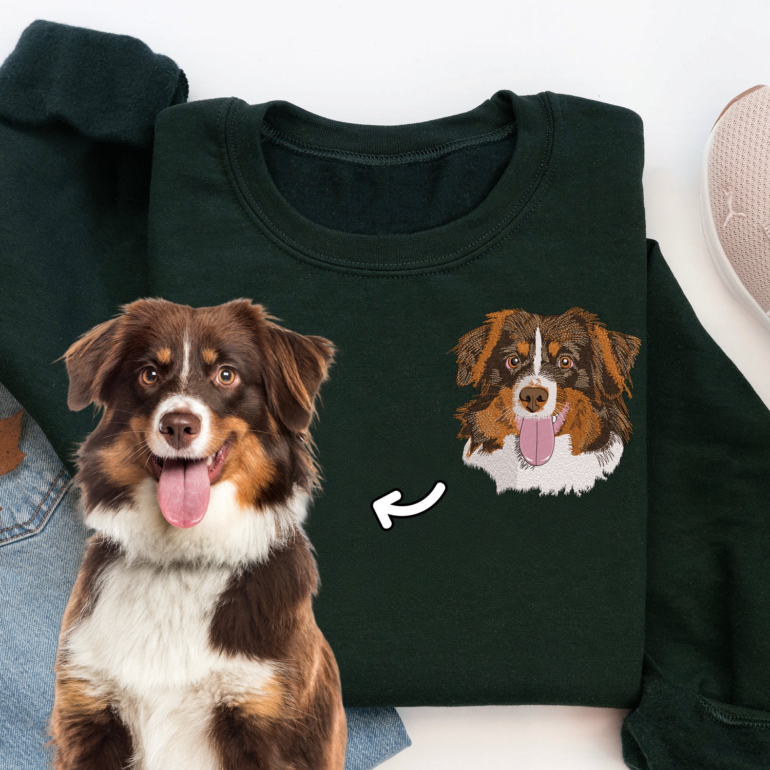 Custom Pet Photo Sweatshirt Personalized Dog Face Hoodie Cat Portrait Sweater Pet Lover Gift image 2