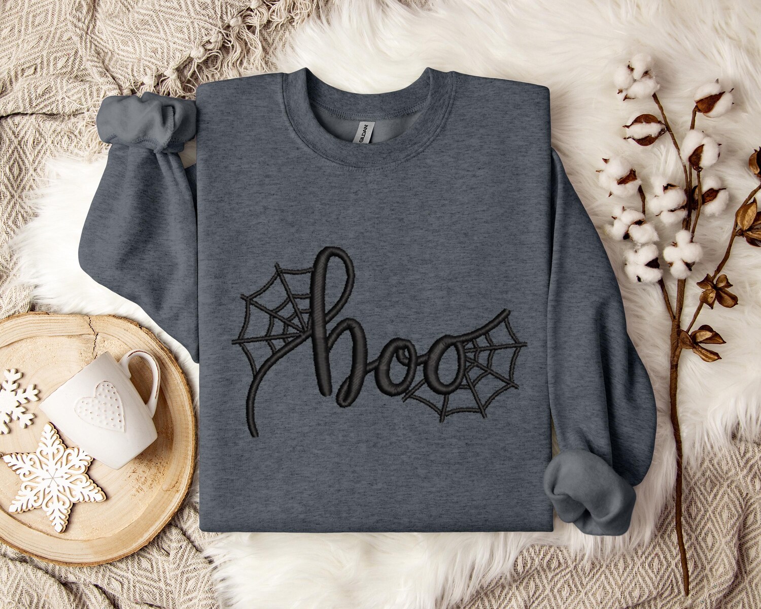 Embroidered Halloween Boo Shirt Sweatshirt Spooky Halloween Outfit Boo Sweater image 3