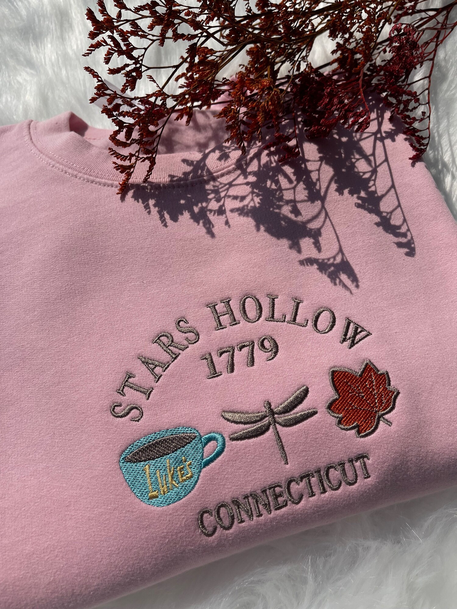 Stars Hollow 1779 Connecticut Embroidered Sweatshirt Vintage Crewneck Retro Fall Embroidery image 3