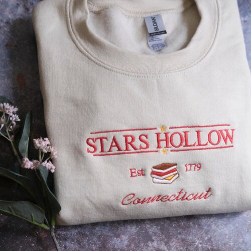 Stars Hollow Connecticut Embroidered Sweatshirt Cozy Book Lover Hoodie Crew Neck T-Shirt image 0