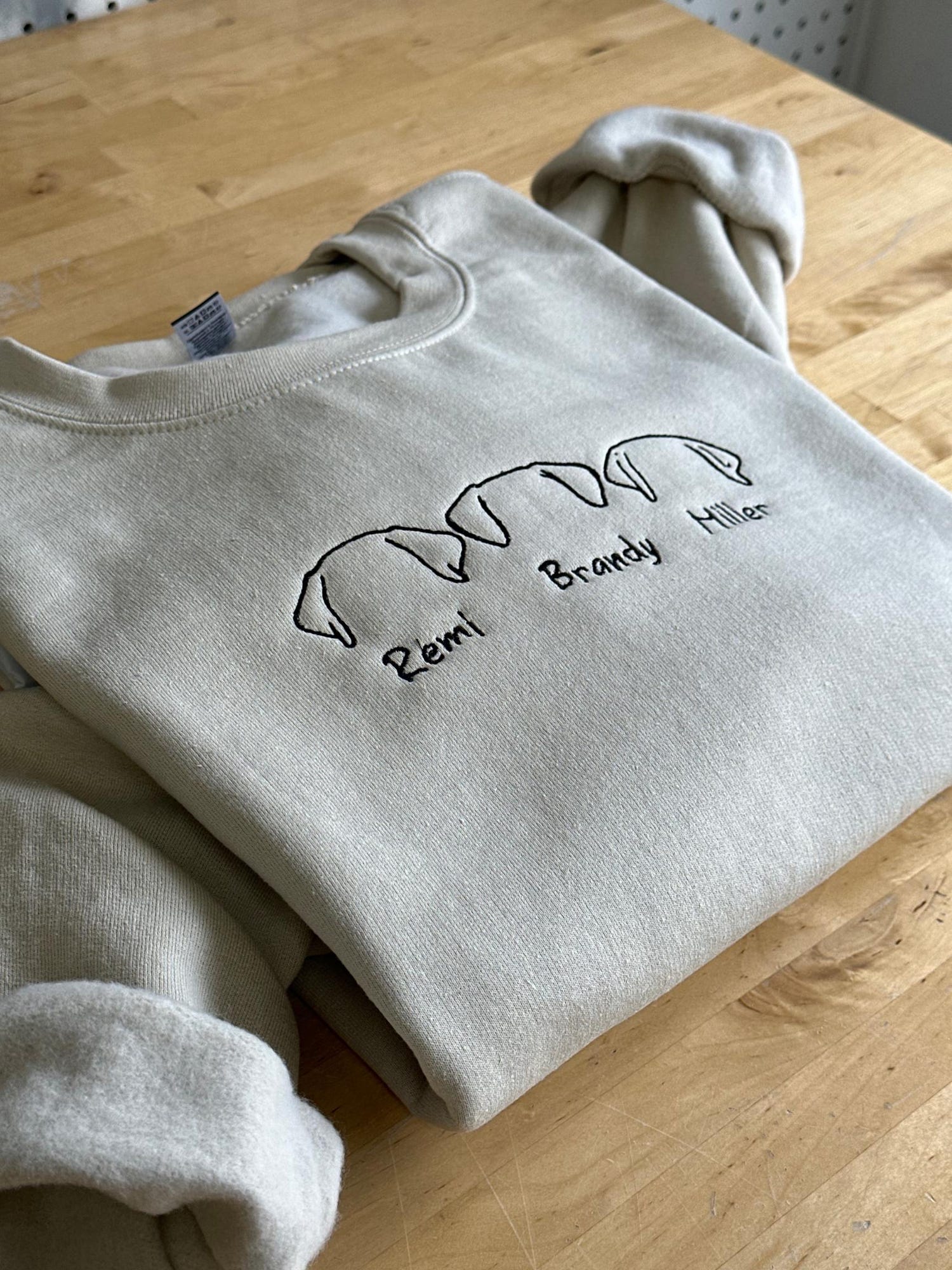 Custom Embroidered Dog Dad Hoodie Outline Dog Ears Sweatshirt Personalized Dog Sweatshirt image 2