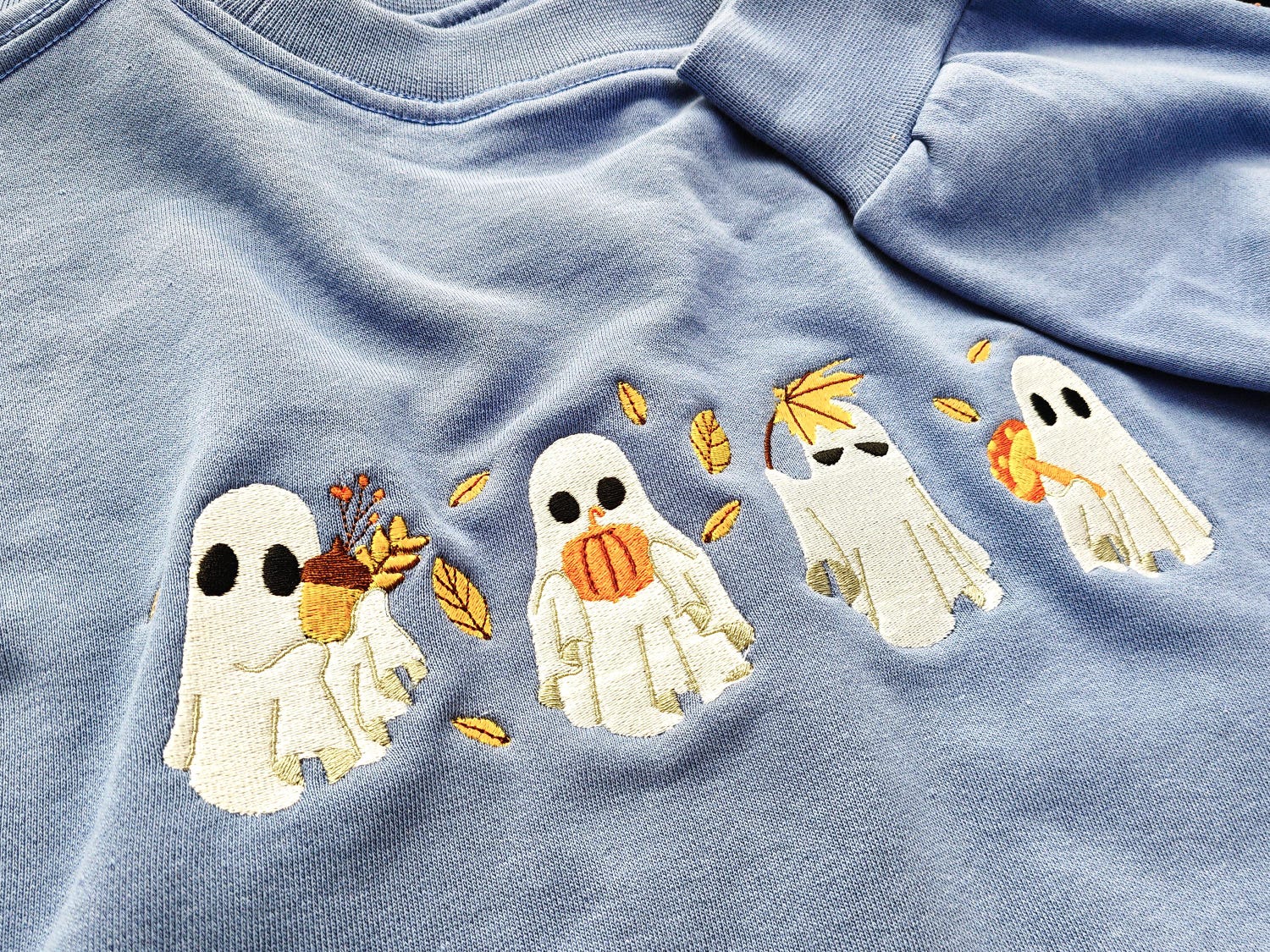 Spooky Fall Embroidered Hoodie Ghost and Pumpkin Sweatshirt Autumn Gift for Him/Her image 5