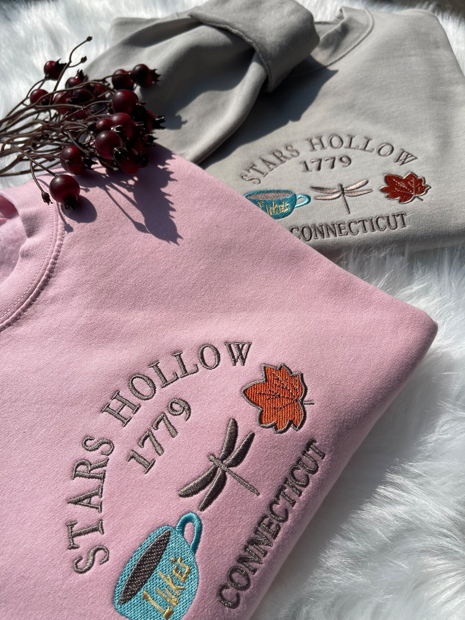 Stars Hollow 1779 Connecticut Embroidered Sweatshirt Vintage Crewneck Retro Fall Embroidery image 2