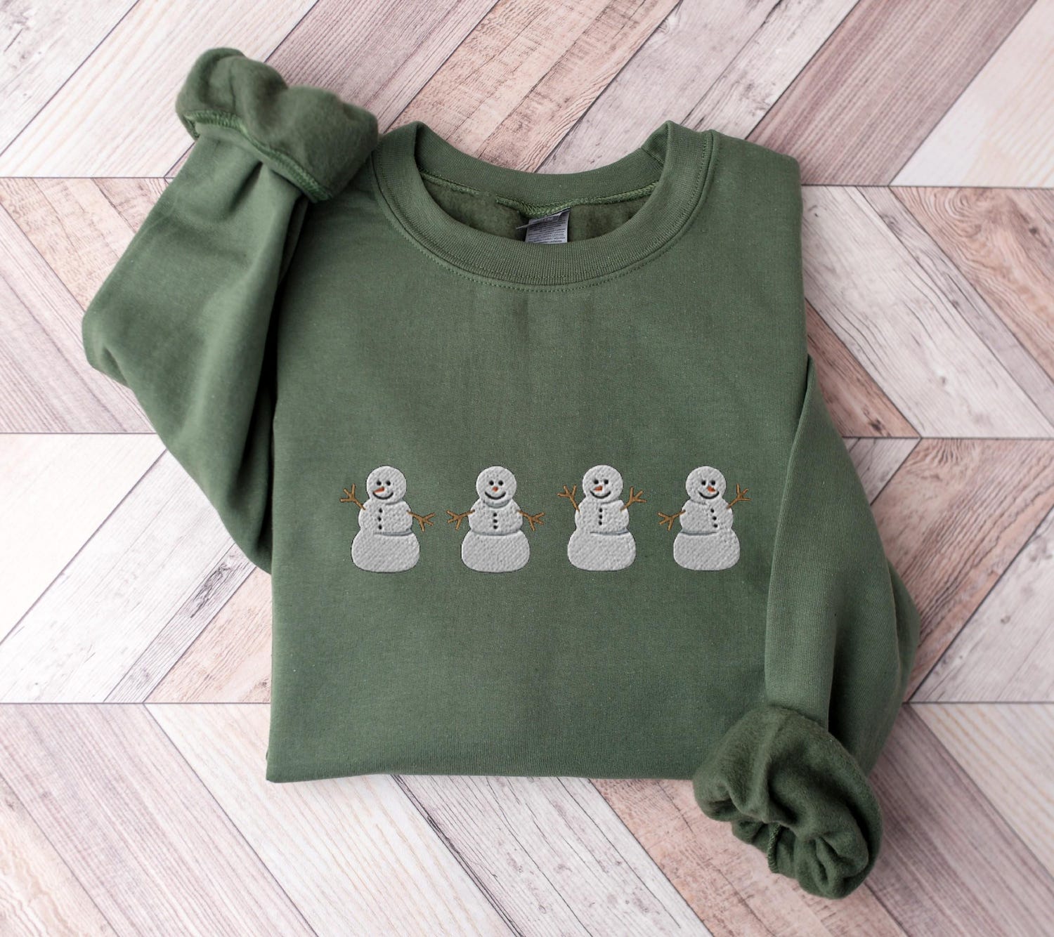 Snowman Embroidered Christmas Sweatshirt Cute Funny Holiday Sweater for Women Winter Xmas Crewneck image 1