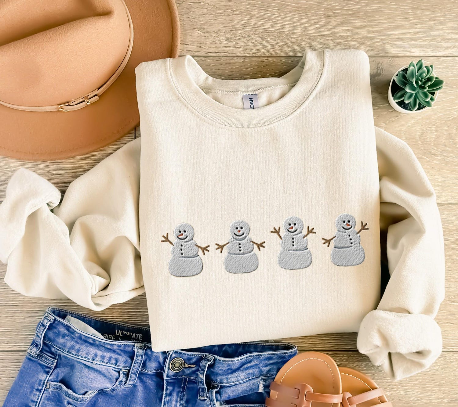 Snowman Embroidered Christmas Sweatshirt Cute Funny Holiday Sweater for Women Winter Xmas Crewneck image 5