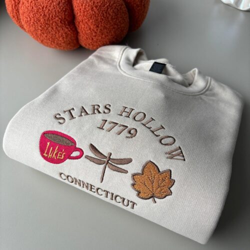 Stars Hollow Connecticut Embroidered Sweatshirt Fall Book Custom Embroidery Shirt Couple Gift image 0