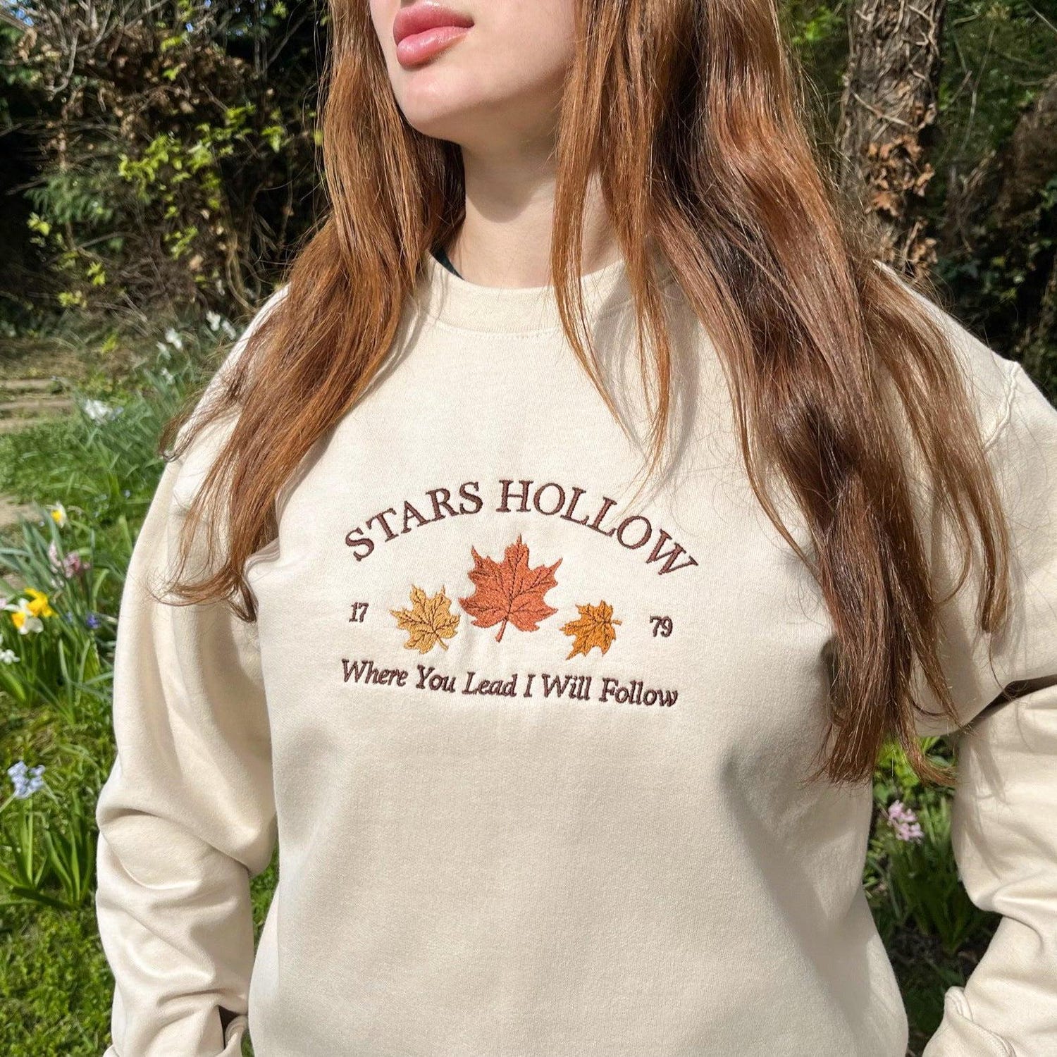 Stars Hollow Embroidered Sweatshirt Connecticut 1779 Fall Book Shirt Custom Couple Embroidery image 1