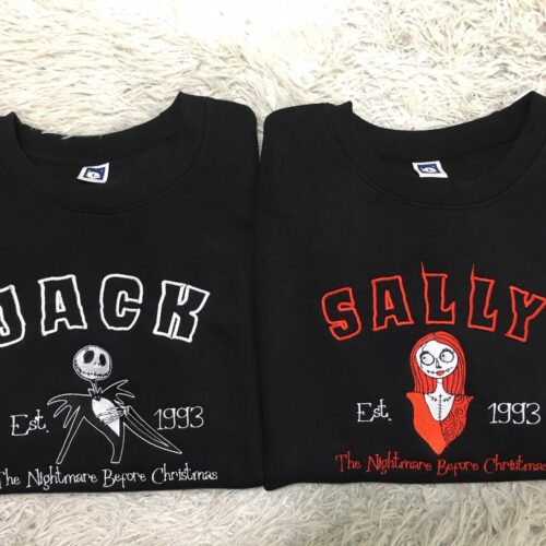 Custom Embroidered Halloween Tees and Hoodies Zero Sally Jack Mayor Nightmare Before Christmas image 0