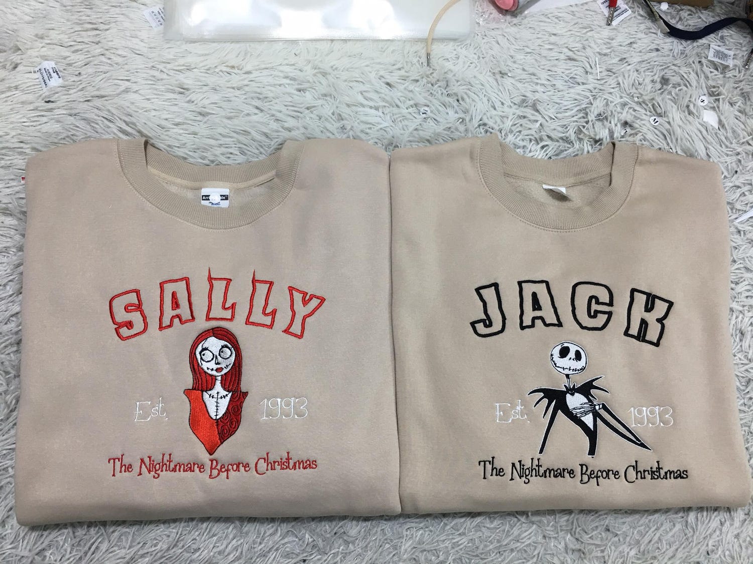 Custom Embroidered Halloween Tees and Hoodies Zero Sally Jack Mayor Nightmare Before Christmas image 1