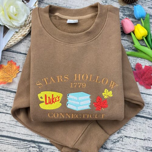 Stars Hollow Connecticut Vintage Embroidered Sweatshirt Retro Crewneck Gilmore Girls Inspired Apparel image 0