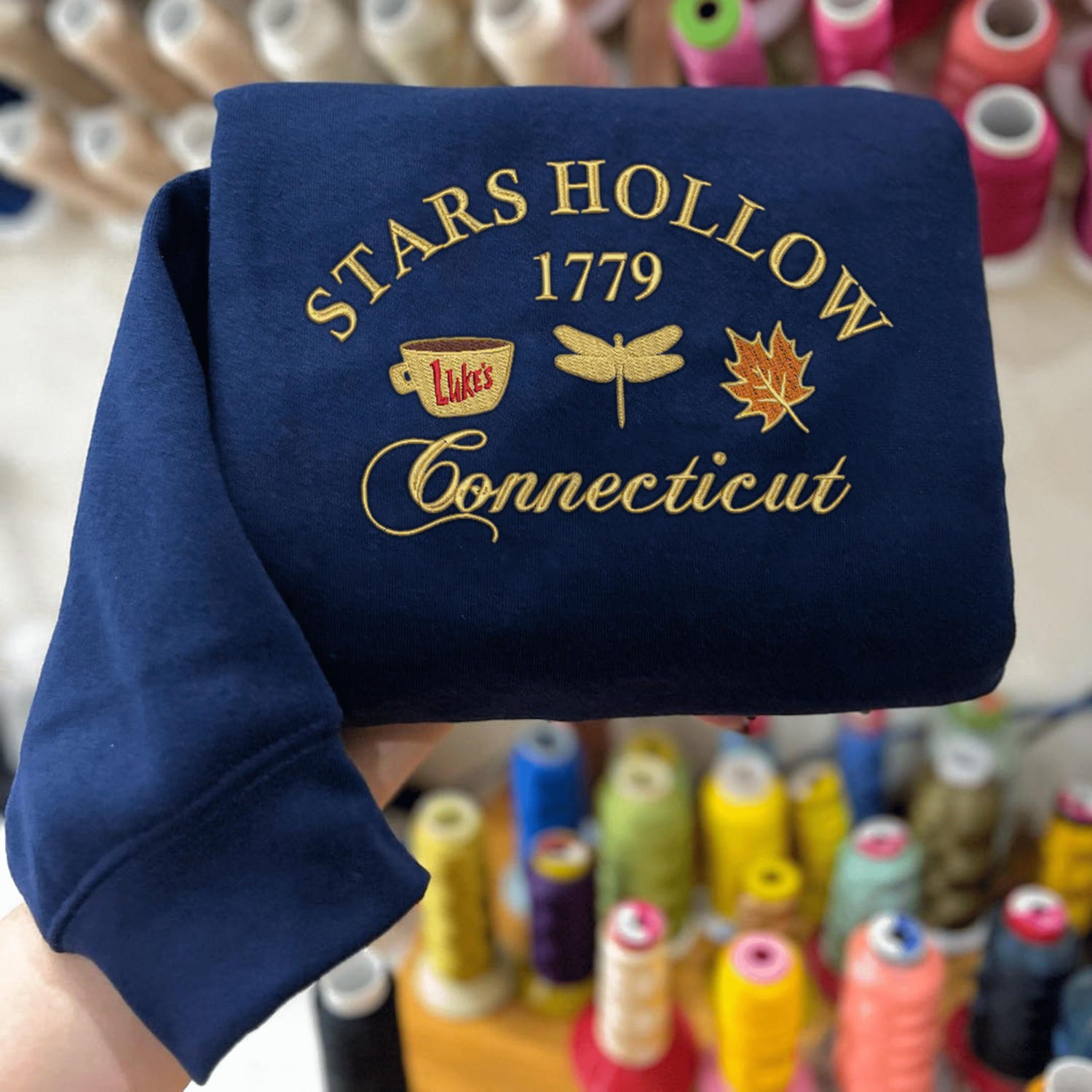 Embroidered Stars Hollow 1779 Sweatshirt Fall Autumn Halloween Hoodie Connecticut Spooky Season Shirt image 5