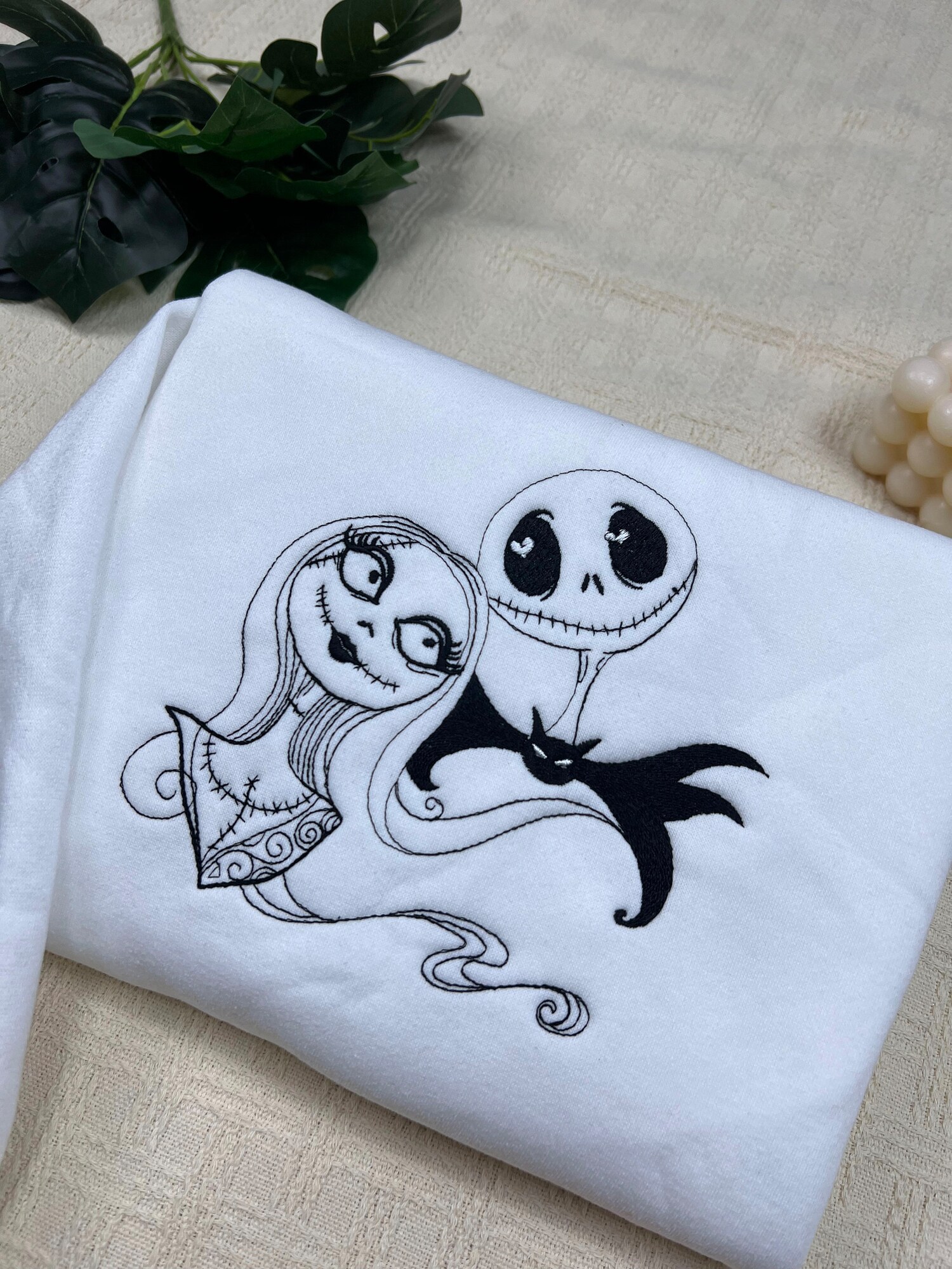 Couple Embroidered Sweatshirt Hoodie Halloween Couple Gift Trendy Embroidery Shirt image 1