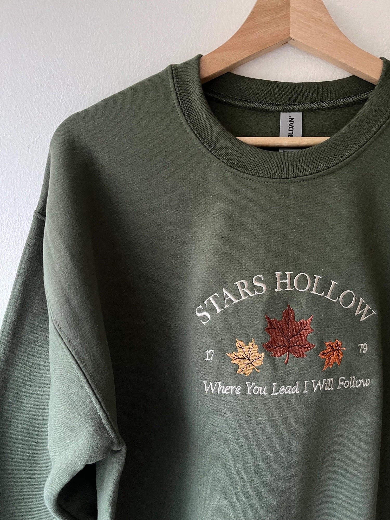 Stars Hollow Embroidered Sweatshirt Connecticut 1779 Fall Book Shirt Custom Couple Embroidery image 2