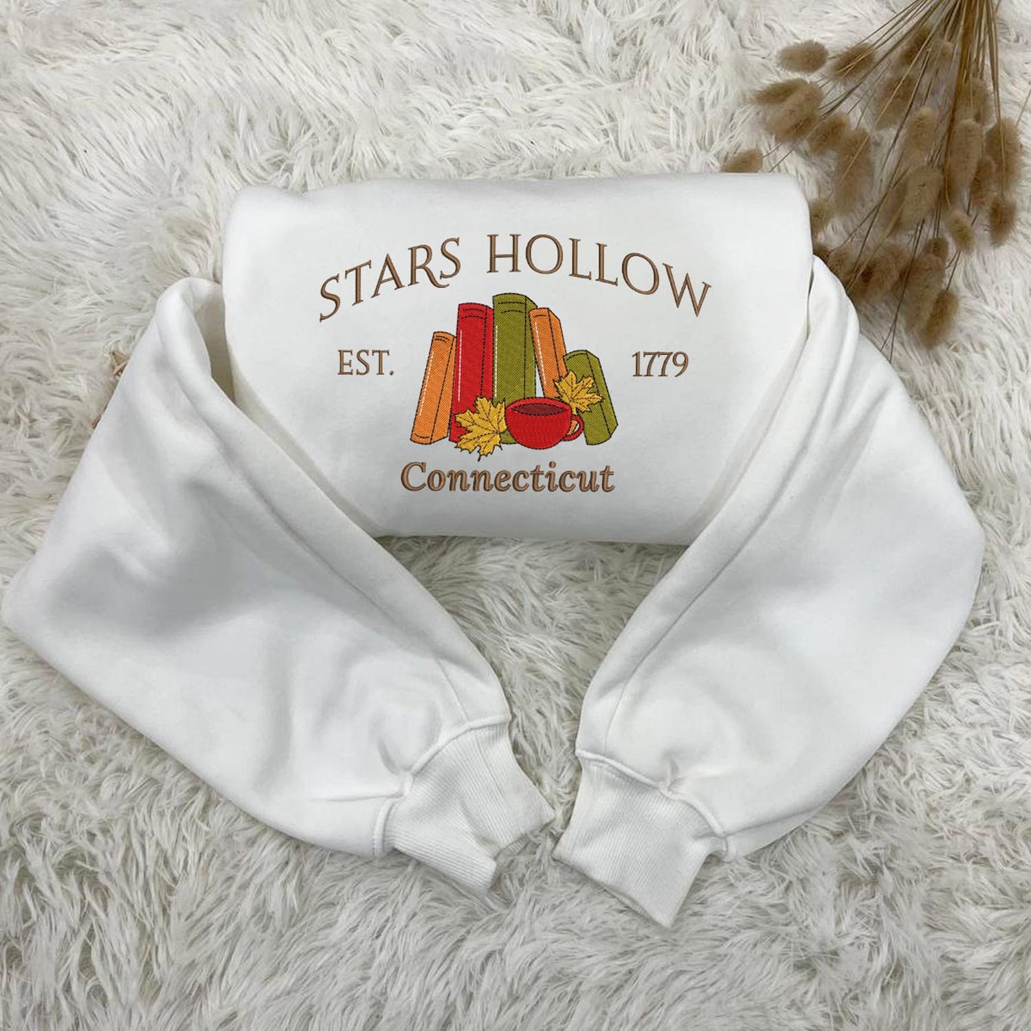 Stars Hollow Connecticut Embroidered Sweatshirt Cozy Fall Gift for Her Book Lover Apparel image 1