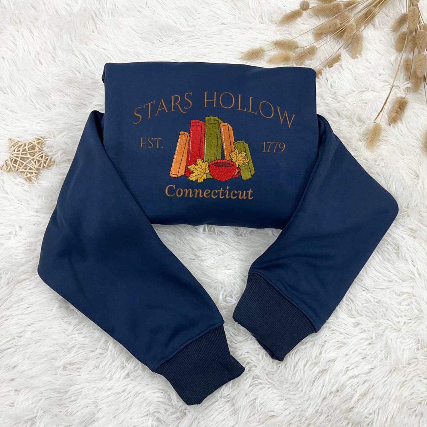 Stars Hollow Connecticut Embroidered Sweatshirt Cozy Fall Gift for Her Book Lover Apparel image 4