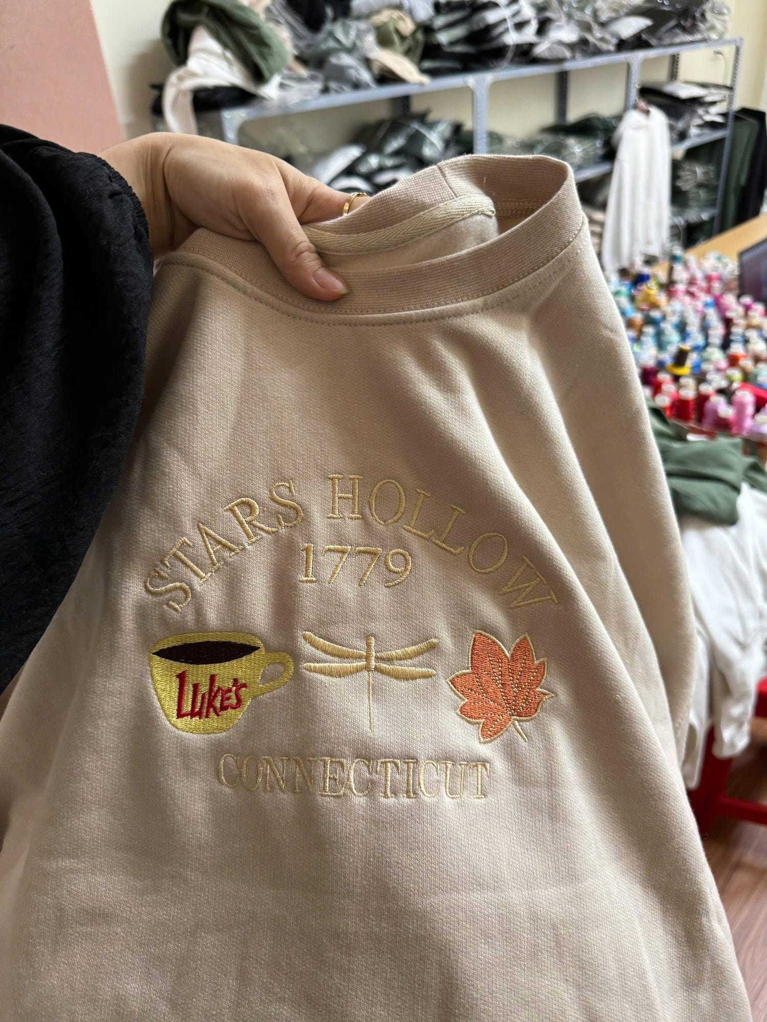 Stars Hollow 1779 Connecticut Embroidered Retro Sweatshirt Fall Autumn TV Show Film Design image 4