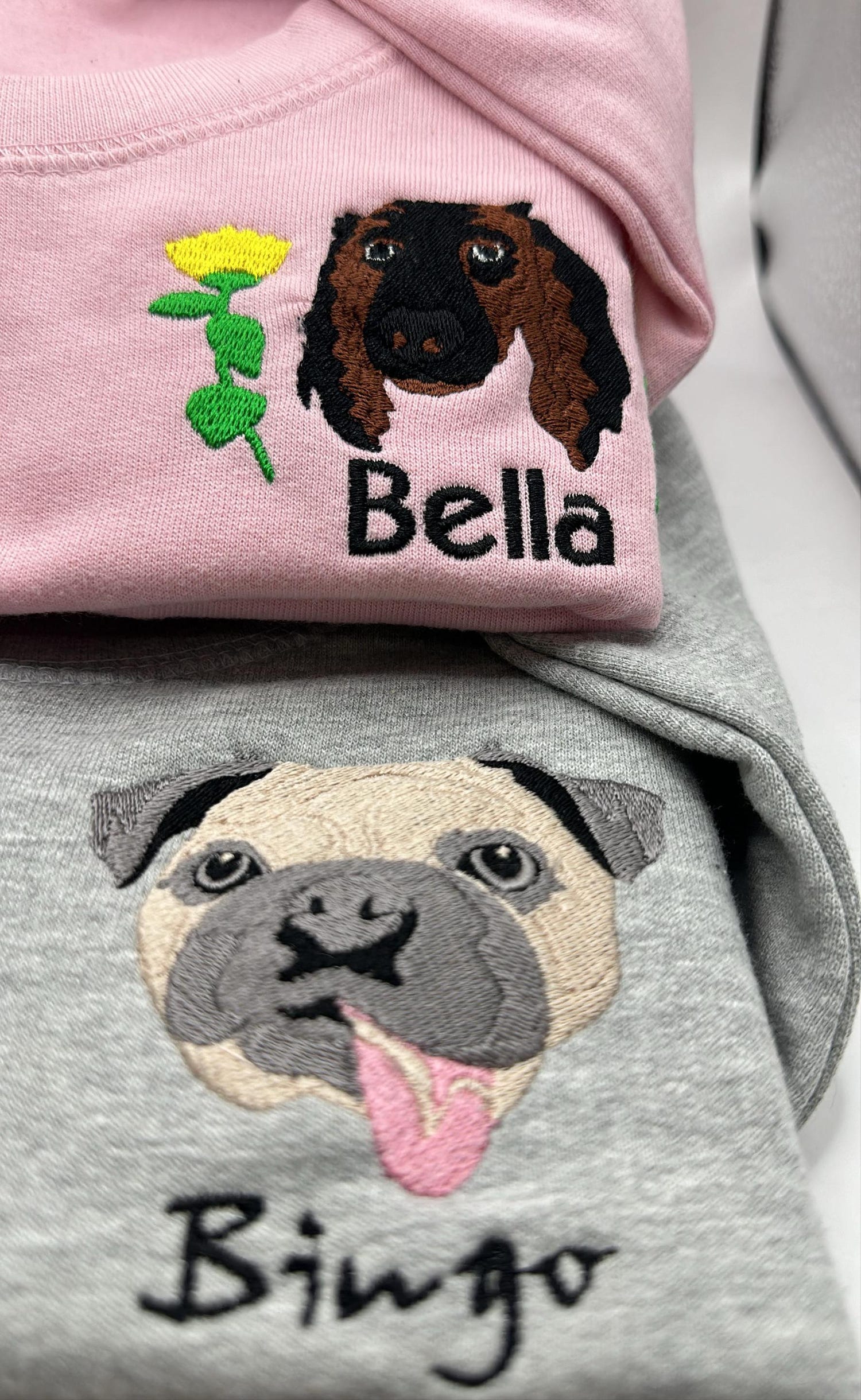 Custom Embroidered Pet Sweatshirt Personalized Pet Face & Name Hoodie Dog Portrait Gift image 1