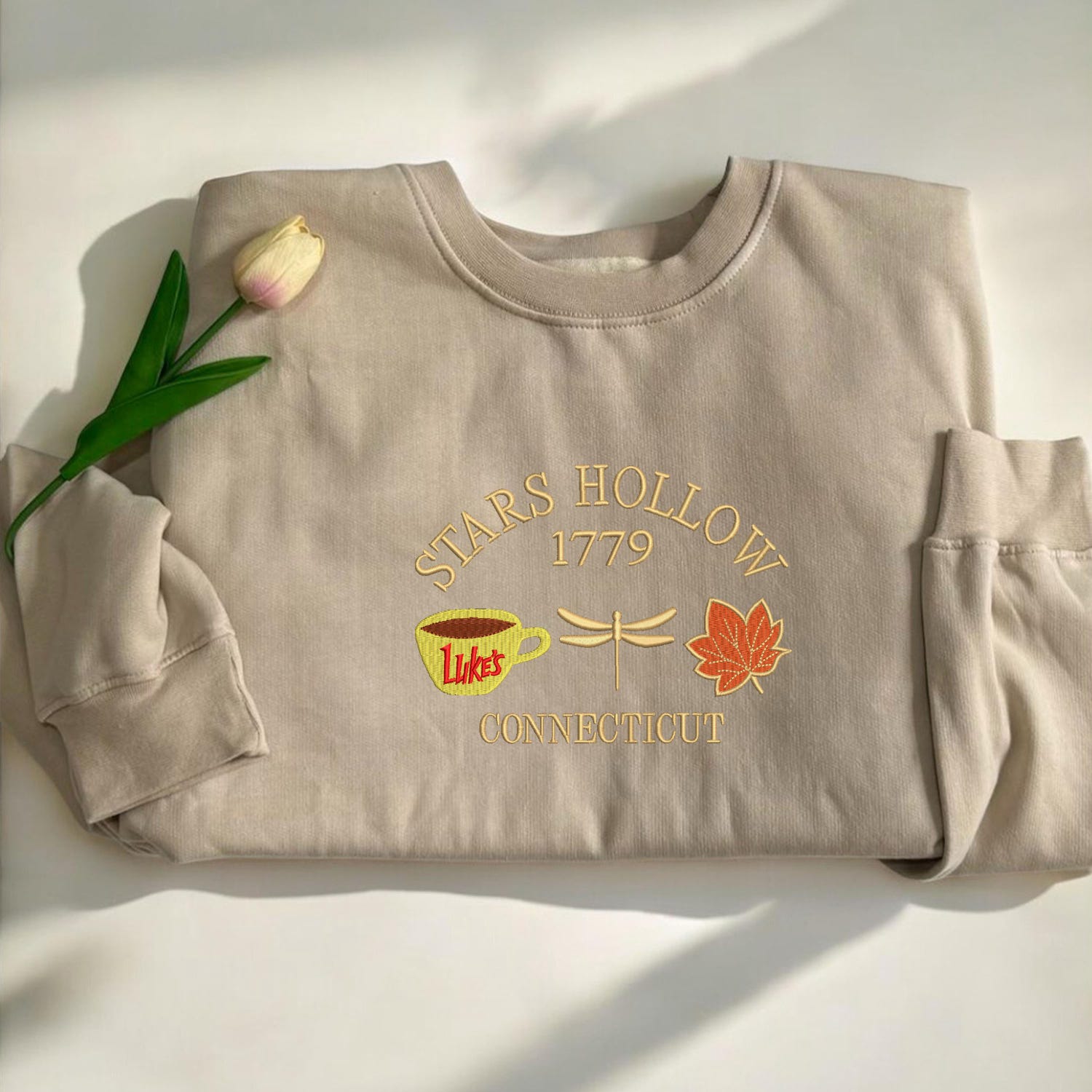 Stars Hollow 1779 Connecticut Embroidered Retro Sweatshirt Fall Autumn TV Show Film Design image 3