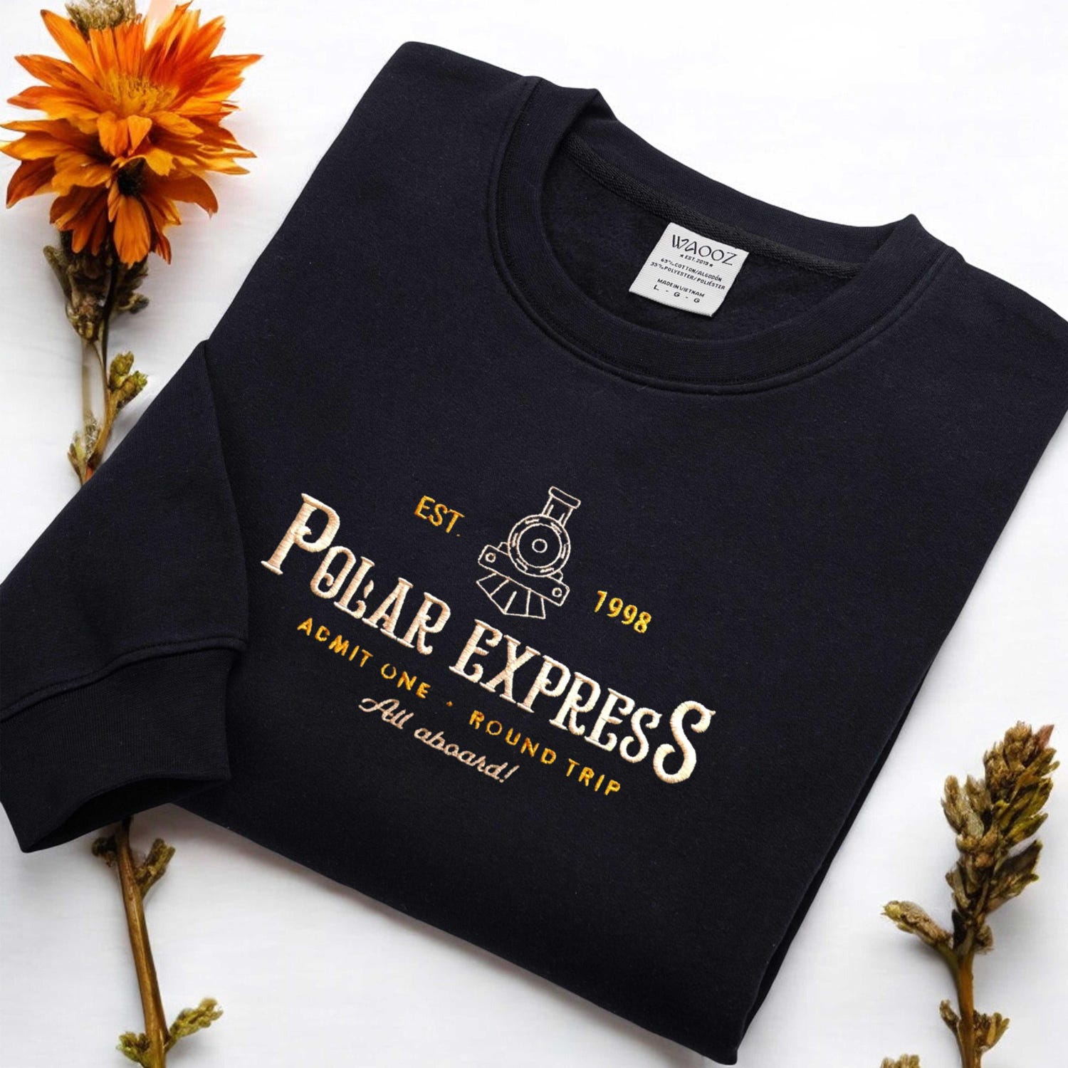 Polar Express Christmas Embroidery Sweatshirt North Pole Train Depot Shirt Holiday Apparel image 5