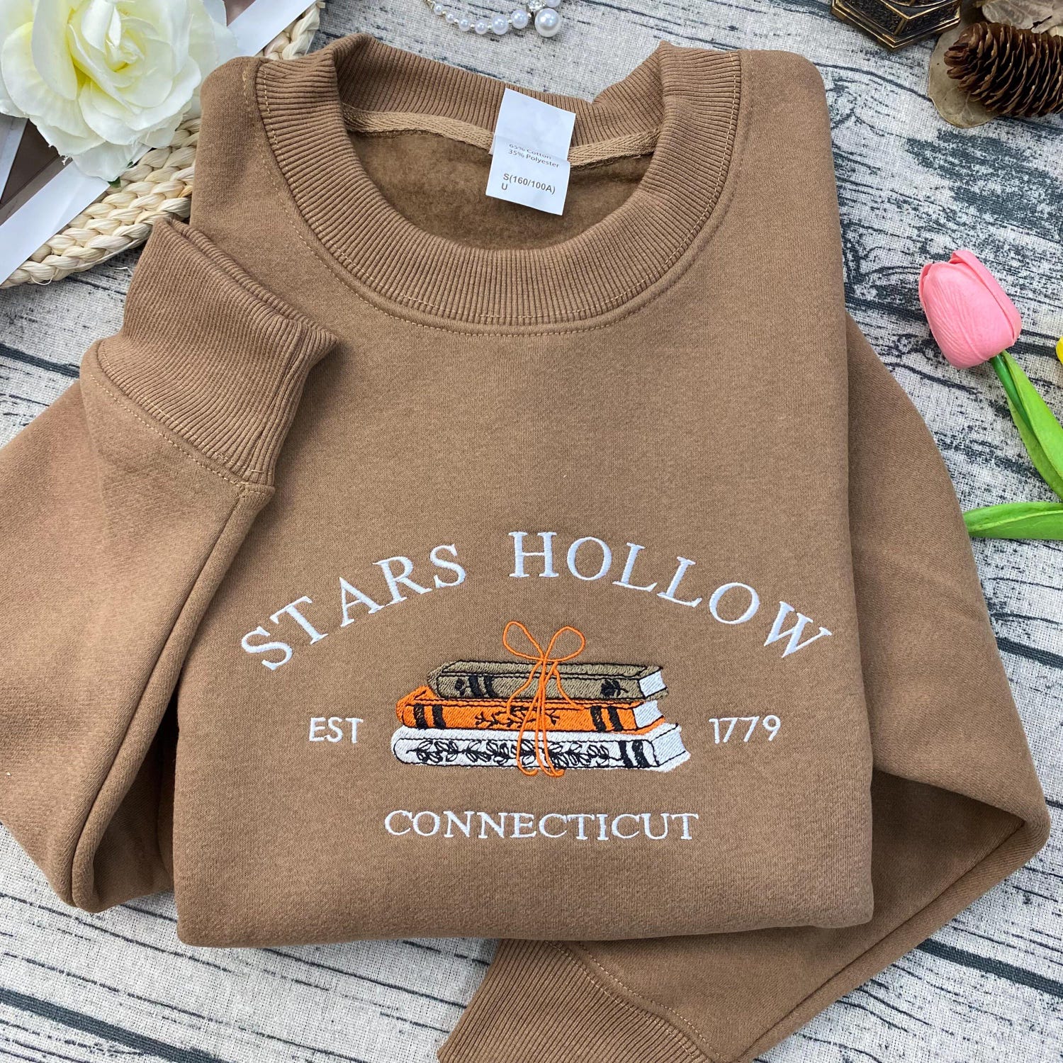 Stars Hollow Connecticut Embroidered Sweatshirt Vintage Retro Crewneck Book Lover Gift image 1