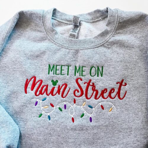 Christmas Main Street USA Embroidered Sweatshirt Mickey's Very Merry Magic Kingdom Shirt image 0