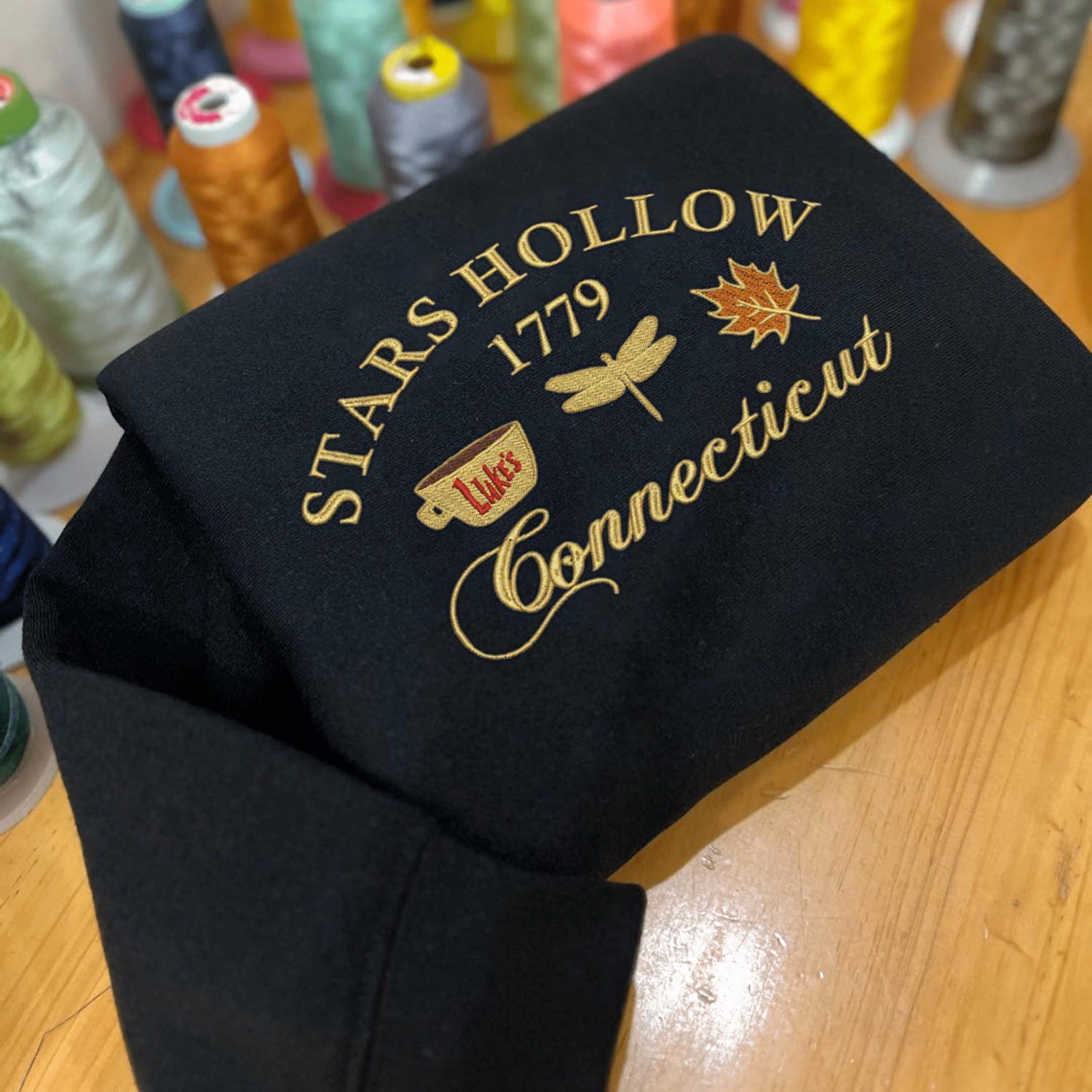 Embroidered Stars Hollow 1779 Sweatshirt Fall Autumn Halloween Hoodie Connecticut Spooky Season Shirt image 2