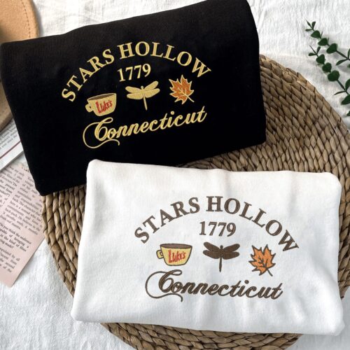 Embroidered Stars Hollow 1779 Sweatshirt Fall Autumn Halloween Hoodie Connecticut Spooky Season Shirt image 0