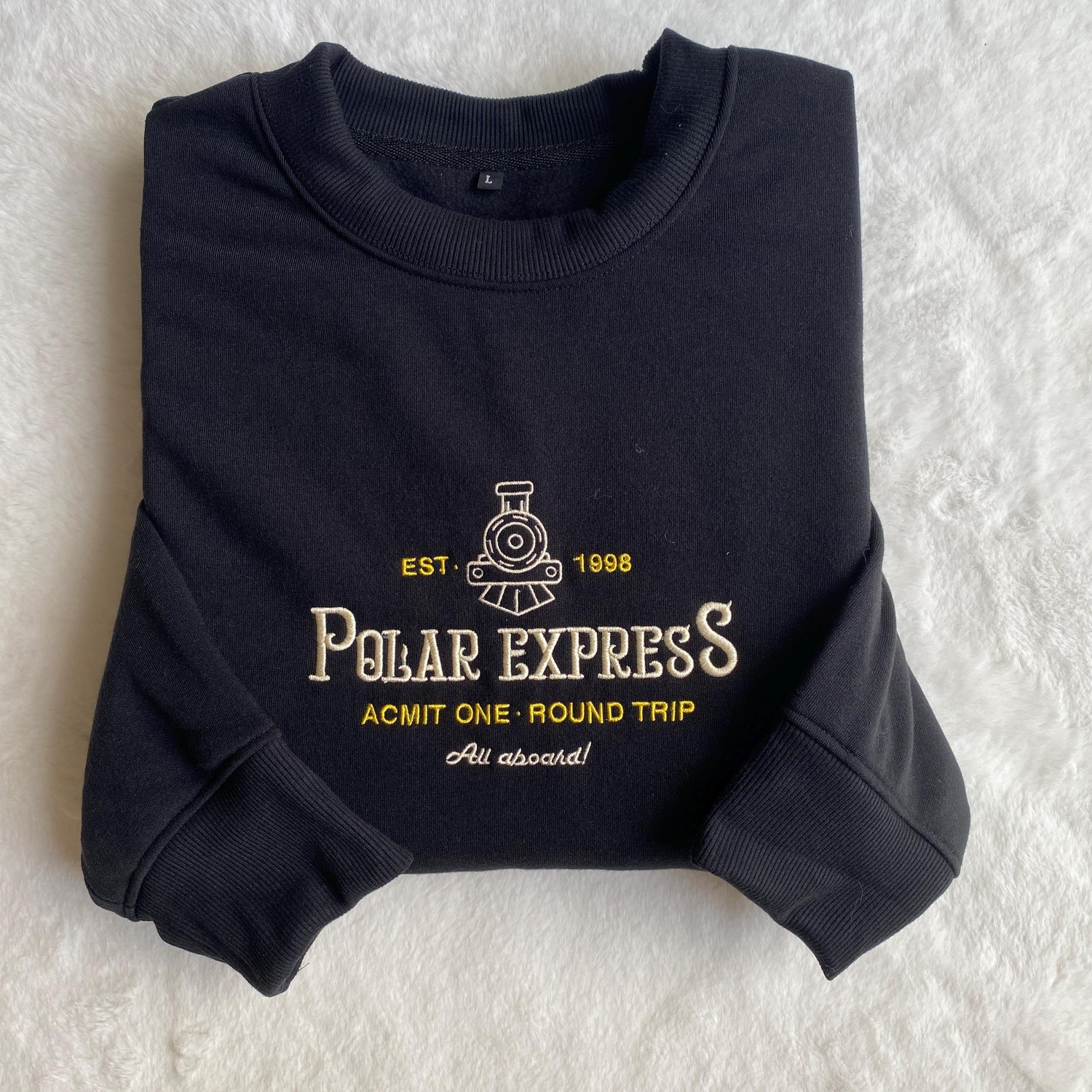 Polar Express Christmas Embroidery Sweatshirt North Pole Train Depot Shirt Holiday Apparel image 2