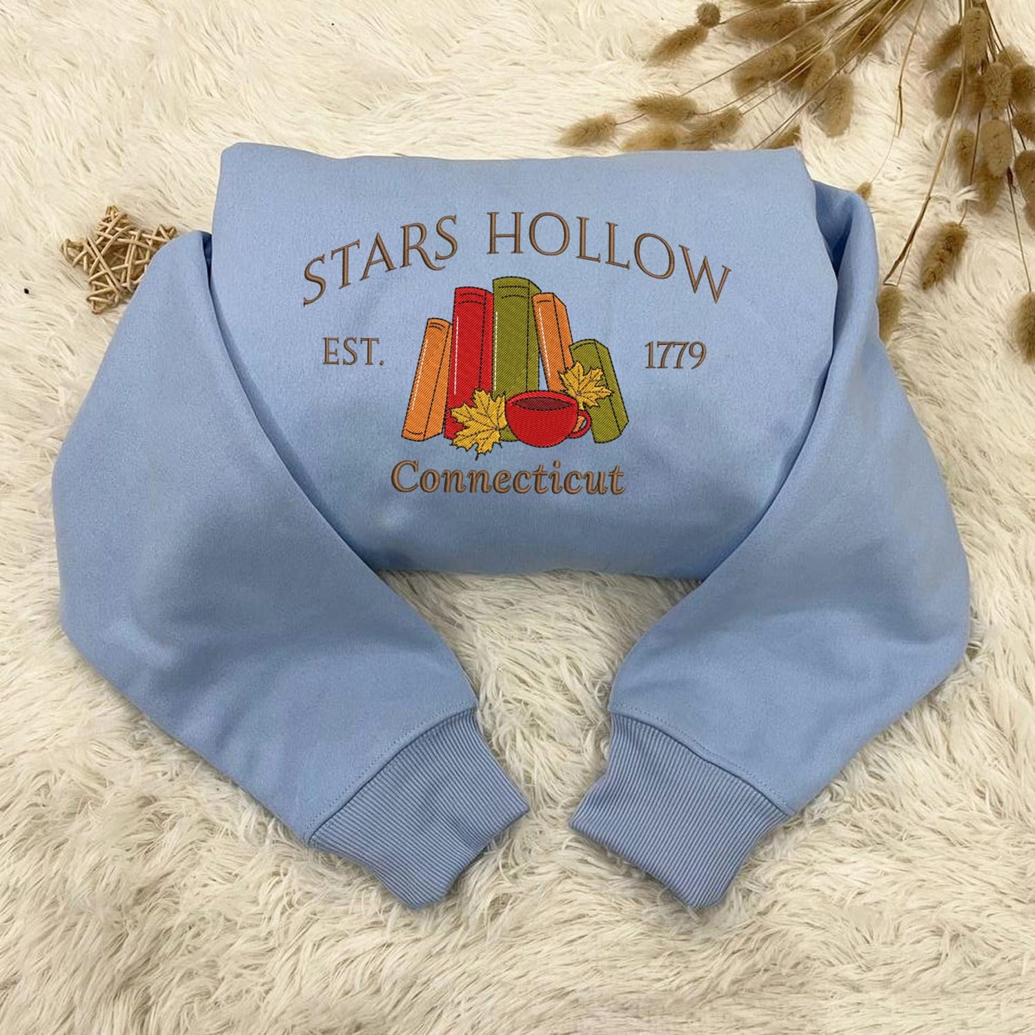 Stars Hollow Connecticut Embroidered Sweatshirt Cozy Fall Gift for Her Book Lover Apparel image 3