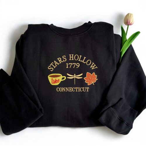 Stars Hollow 1779 Connecticut Embroidered Retro Sweatshirt Fall Autumn TV Show Film Design image 0