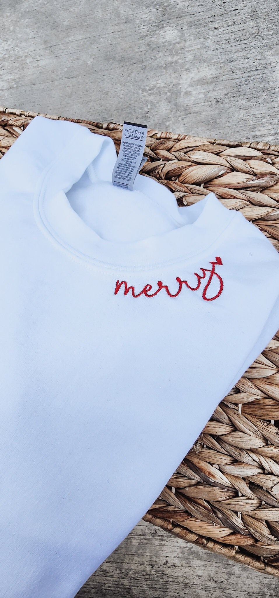 Women's Embroidered Merry Christmas Collar Sweatshirt Perfect Holiday Gift image 1